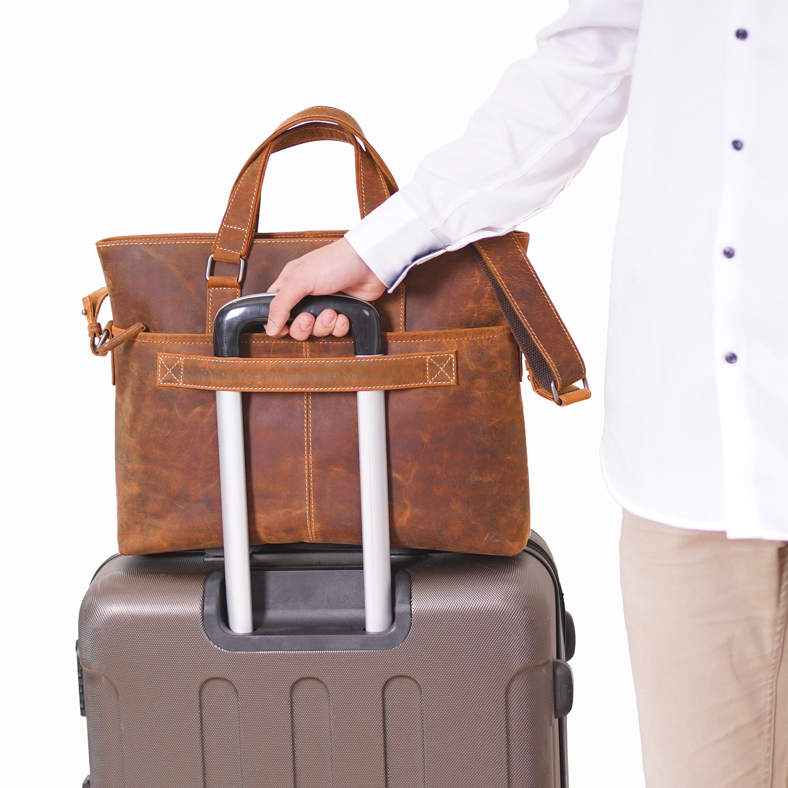 ALMADIH Aktentasche Laptoptasche Leo Business Tasche Umhängetasche Unitasche Herren