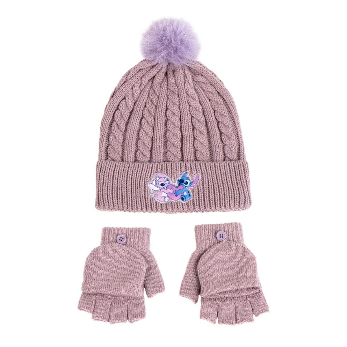 Cerda Bommelmütze Disney Lilo & Stitch 2er Set Kinder Winter Accessoire Mütze