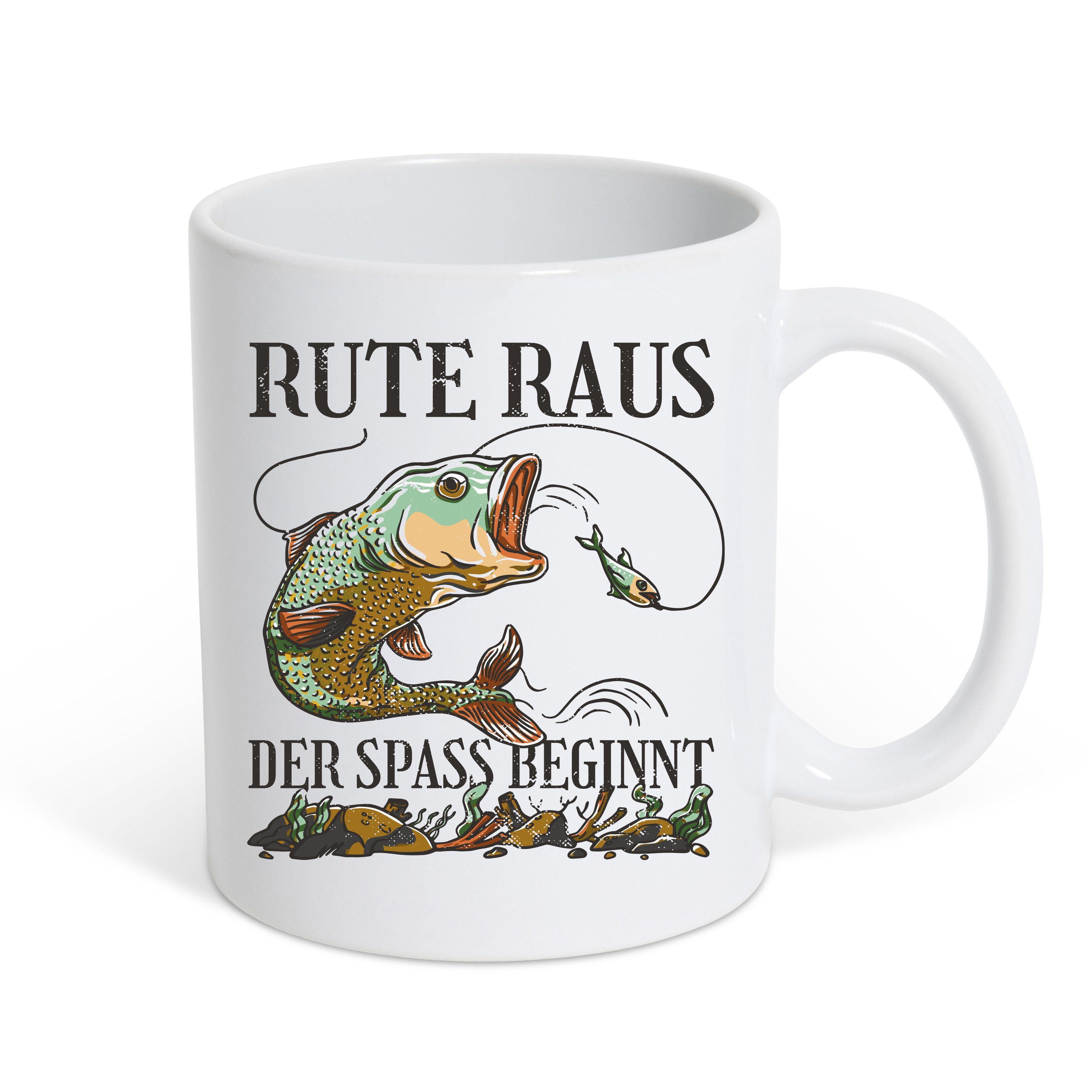 der Beginnt Designz mit Youth Motiv Spass Tasse Rute Geschenk, Angler Keramik, Raus Kaffeetasse