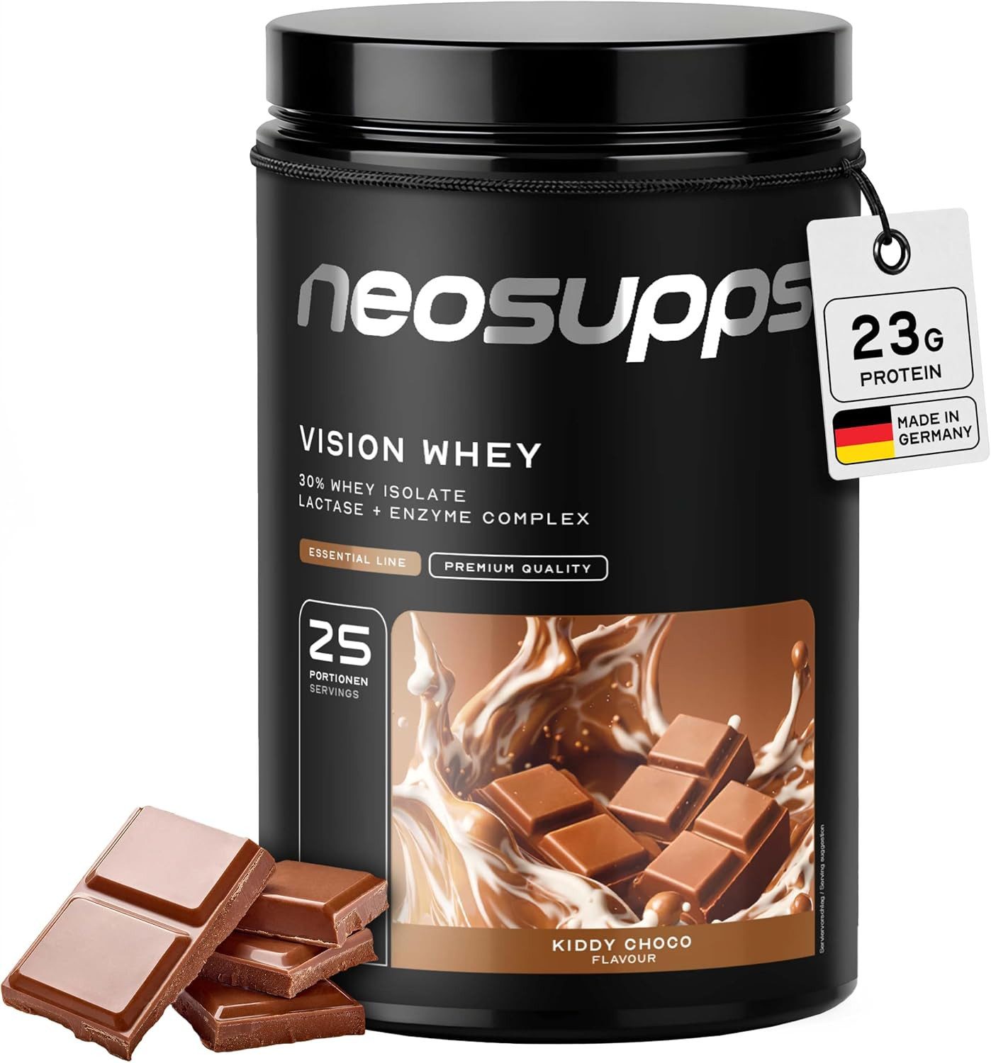 Neosupps Whey Protein Pulver Kiddy Choco 750g, Proteinpulver, Proteinshake Pulver, 750 g, Protein zum Muskelaufbau mit geprüfter Qualität, Made in Germany