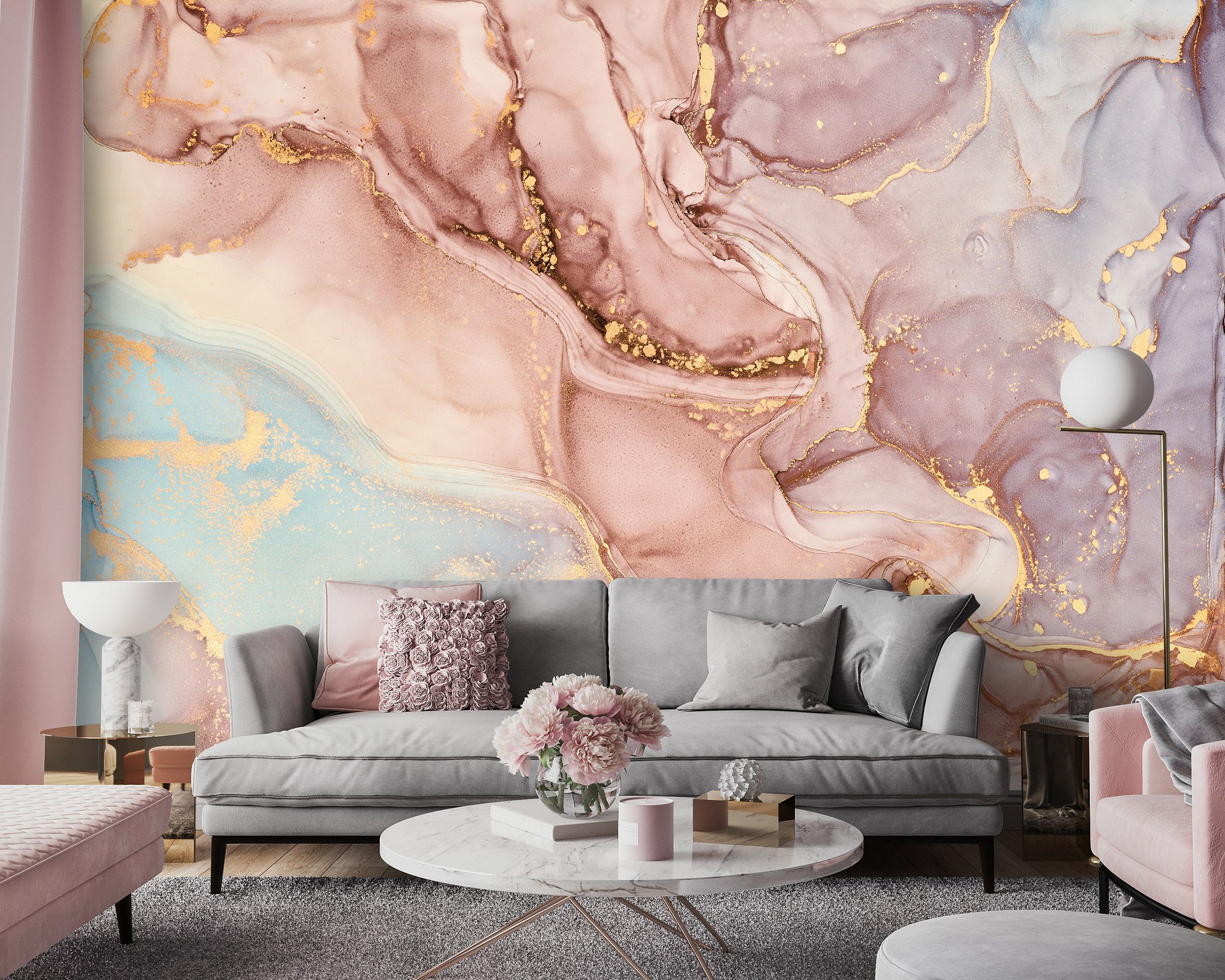 Wallarena Fototapete »Marmor Gold Rose Steinoptik Stein Meuer Abstrakt Moderne Vlies Tapete für Wohnzimmer oder Schlafzimmer Vliestapete Wandtapete Motivtapete«, Glatt, Marmor, Vliestapete inklusive Kleister
