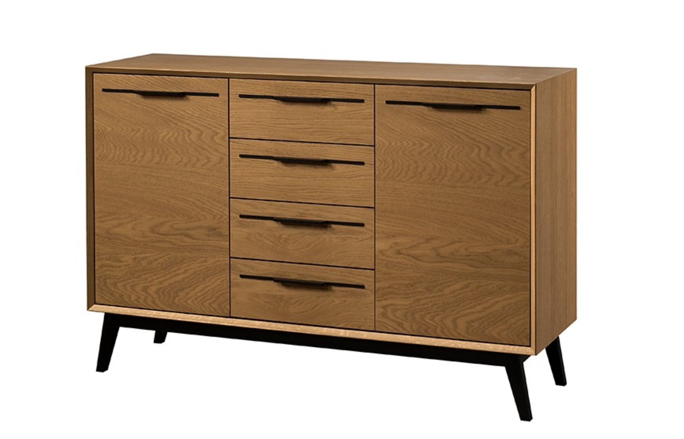 99rooms Kommode Lindau (Sideboard, Highboard), Modern Design, mit 4 Schubladen, 4 Fächer, Soft-Close, aus Massivholz