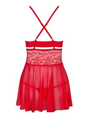 Obsessive Negligé Babydoll rot mit String Negligee Chemise Dessous (2-tlg)