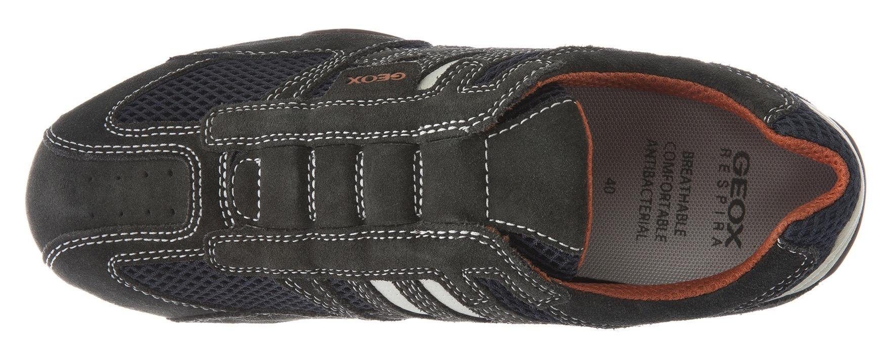 Geox UOMO dunkelgrau-beige Membrane Slip-On mit SNAKE mit Spezial Ziernähten und modischen Geox Sneaker