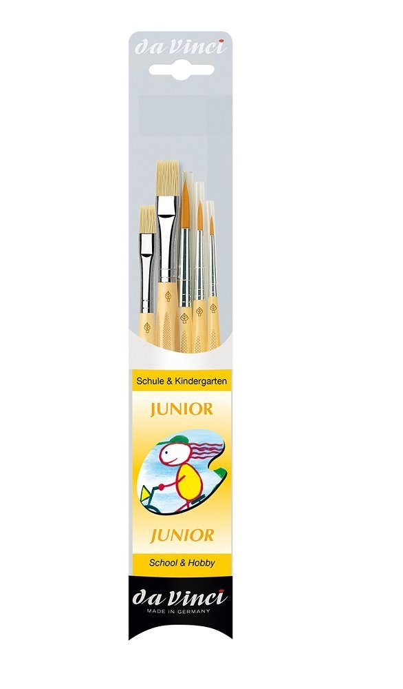 Da Vinci Pinsel Junior Pinsel 5er Set, (5er Set), Schulpinsel, Kinderpinsel, Kindergartenpinsel, Malen