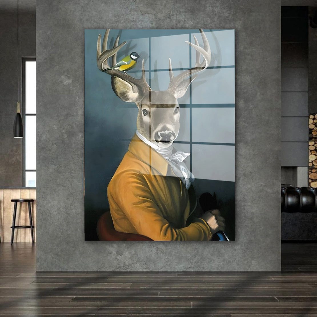 Artedinoi Acrylglasbild Hirsch Portrait Style Acrylglas Wandbild Bild Wanddeko Wohnzimmer XL