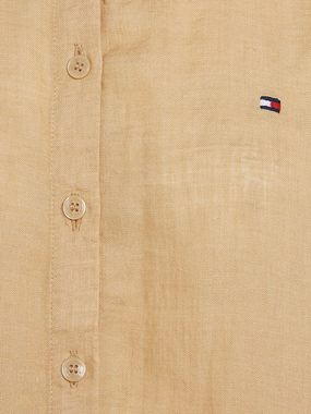 Tommy Hilfiger Hemdbluse LINEN RELAXED SHIRT LS mit Logostickerei auf der Brust