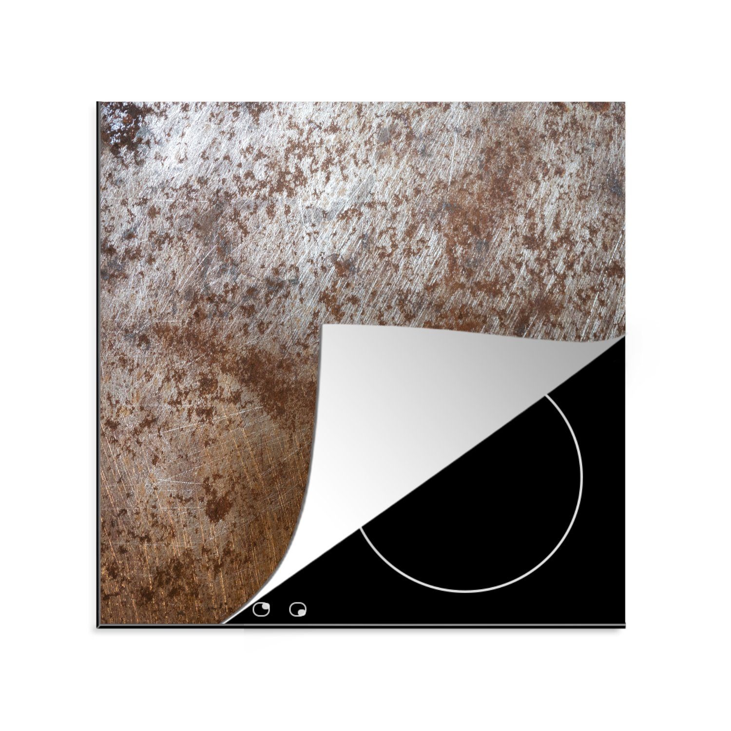 MuchoWow Herdblende-/Abdeckplatte Eisen - Rost - Verwittert, Vinyl, (1 tlg), 78x78 cm, Ceranfeldabdeckung, Arbeitsplatte für küche