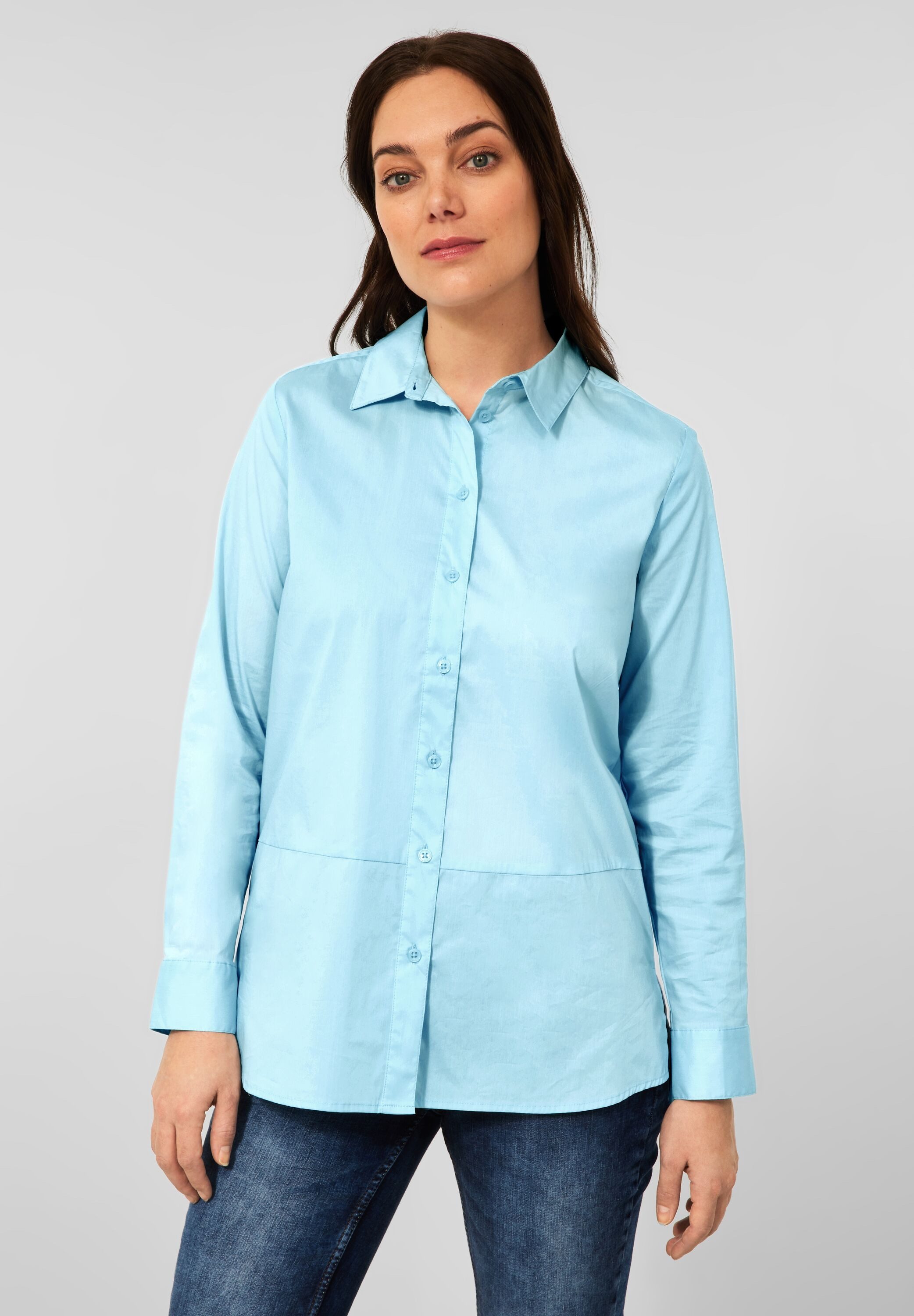 CECIL Langarmbluse Longbluse mit Knopfleiste