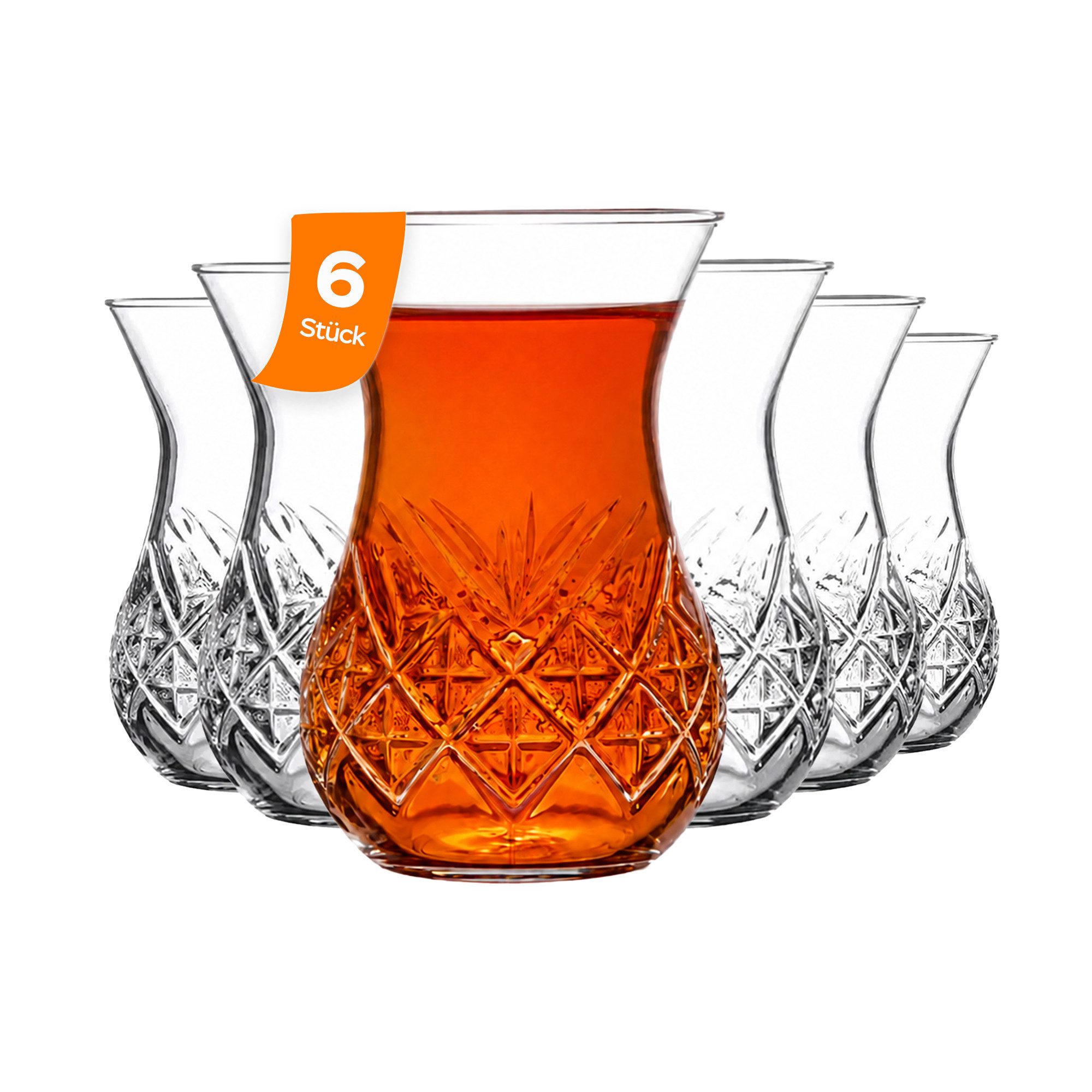 Pasabahce Gläser-Set Timeless Teegläser-Set, 6-tlg., Glas, 6er Set, 170ml, ideal für Familie, Gäste oder Gastronomiebetrieb
