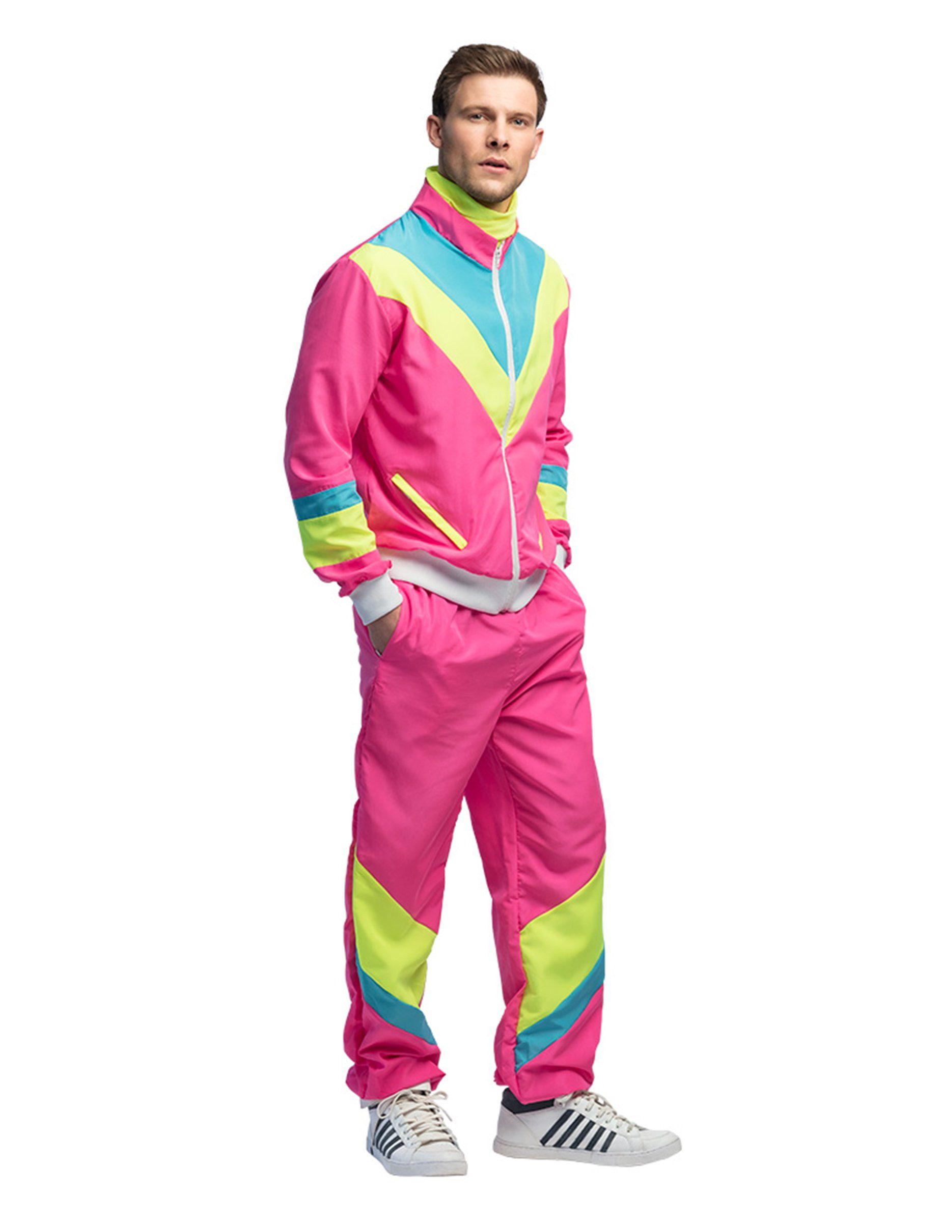 Boland Partyanzug Retro Jogginganzug Herren Neonrosa günstig online kaufen
