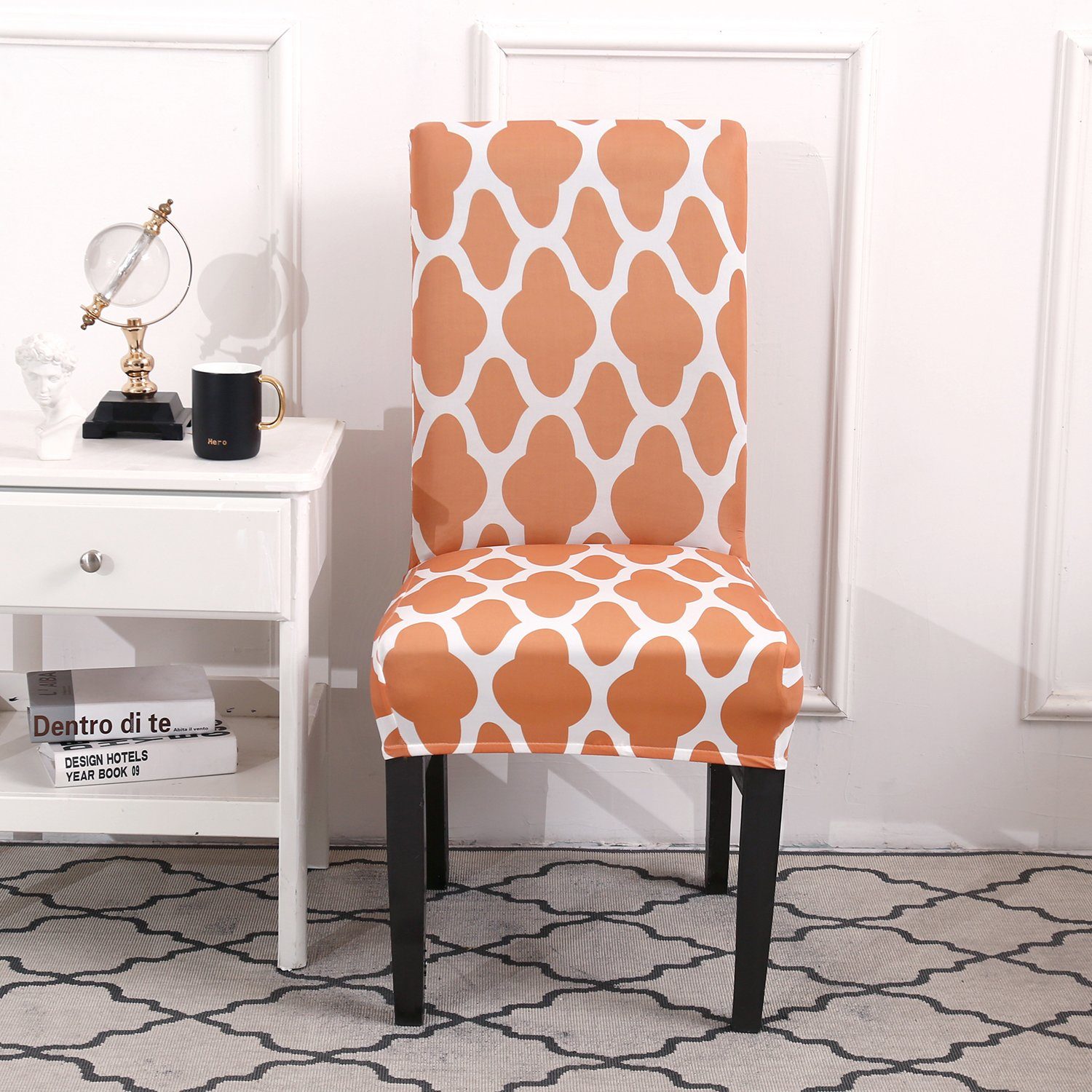 Stuhlhusse, HOMEIDEAS, 2er Stuhlbezug Stuhl Set Orange 6er 4er für Esszimmer