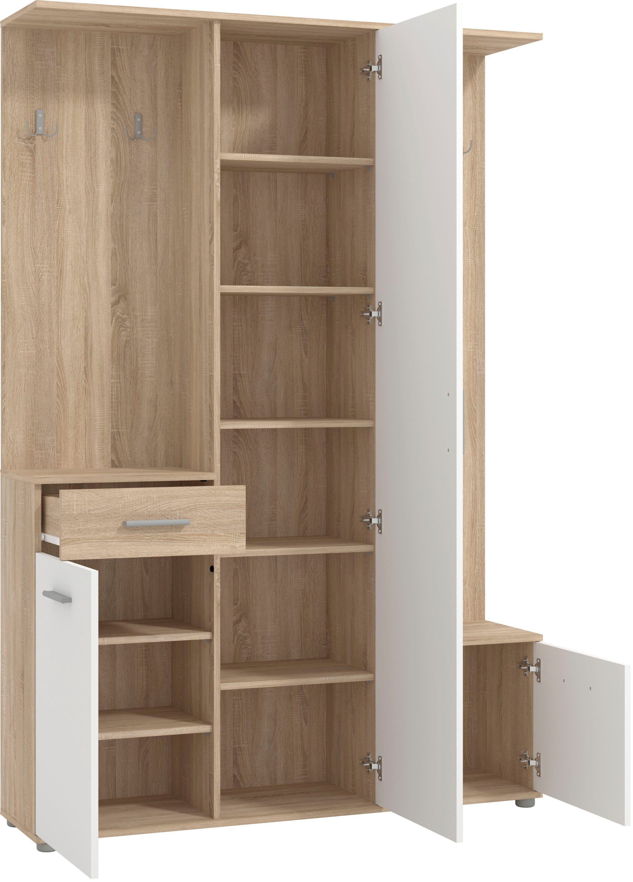 OTTO home Kompaktgarderobe Martin Flurgarderobe, Dielenschrank, Flurmöbel, Breite 134 cm Schuhschrank, mit Spiegel, in modernen Farben, mit 10 Haken – Bild 5 von 5