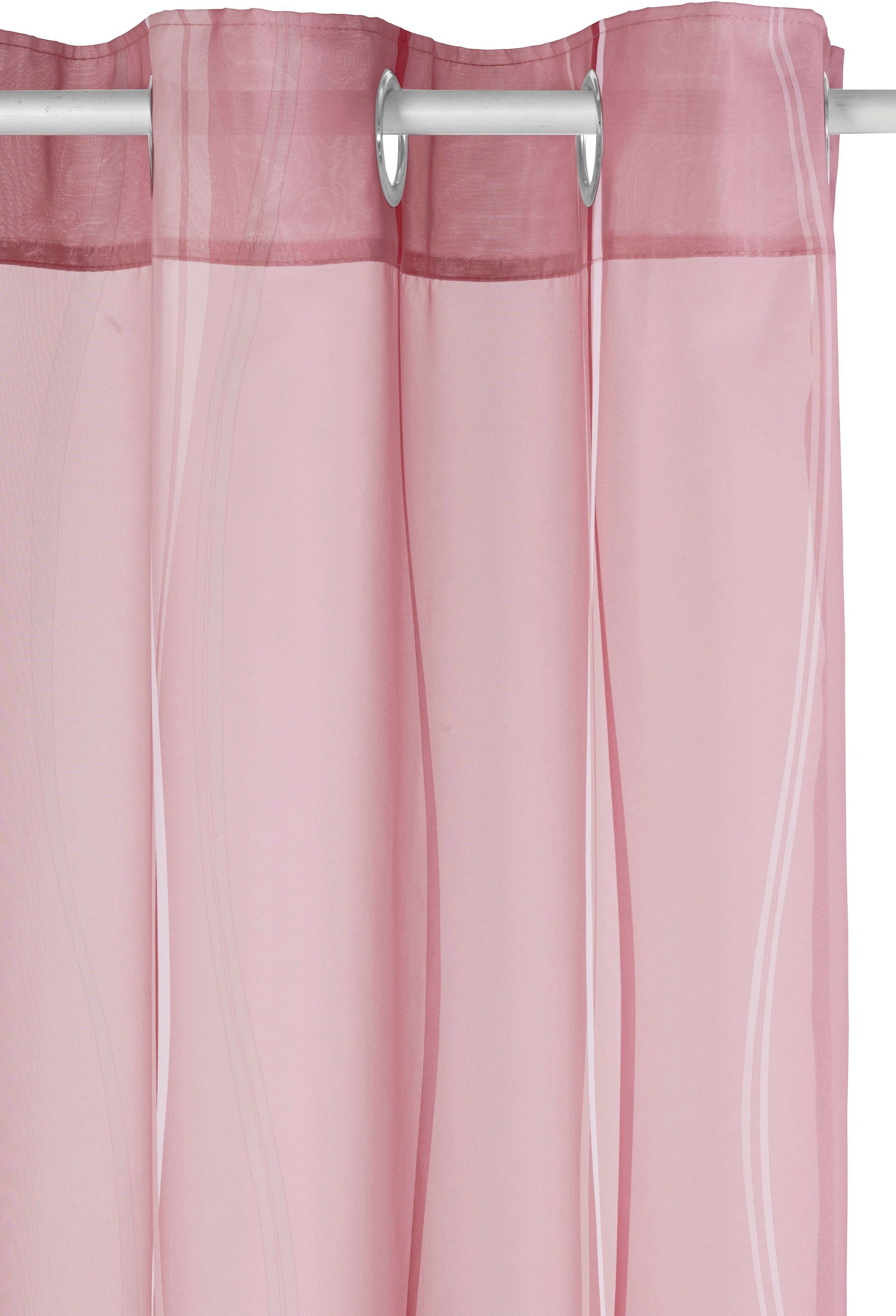 Gardine Dimona, my Polyester rosé Voile, Ösen transparent, Voile, St), (2 home, transparent, 2er-Set