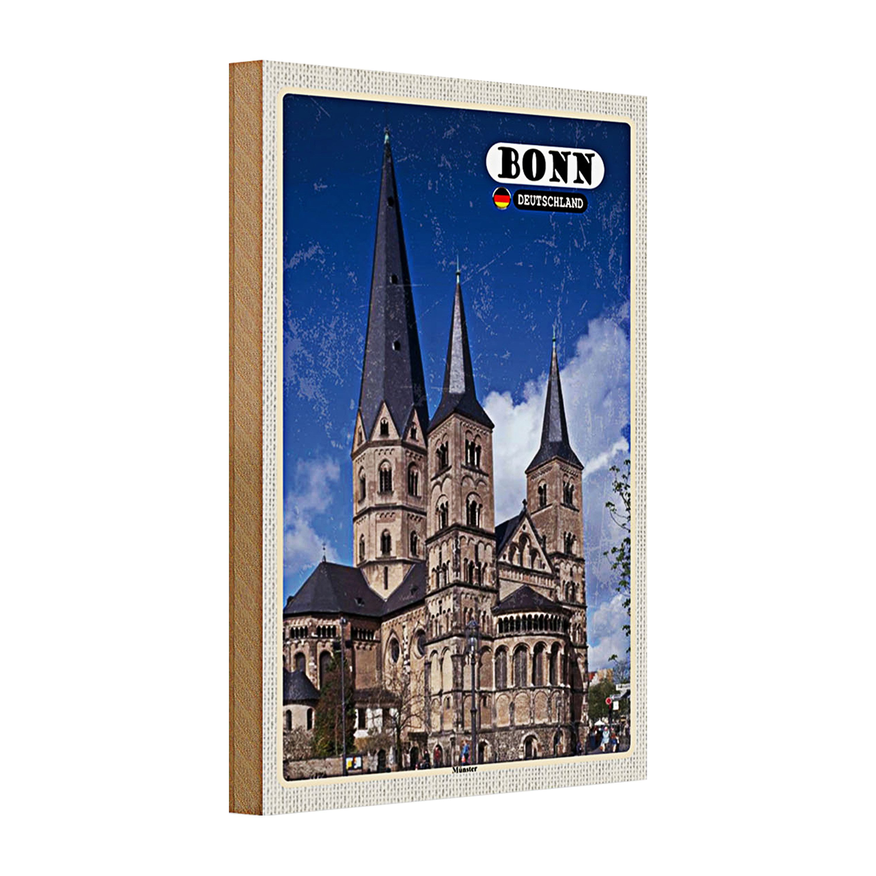 Roomando Holzbild Holzschild Städte Bonn Münster Altstadt Deutschland 20x30cm