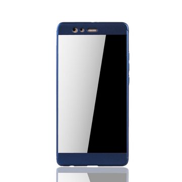 König Design Handyhülle Huawei P9 Plus, Huawei P9 Plus Handyhülle 360 Grad Schutz Full Cover Blau