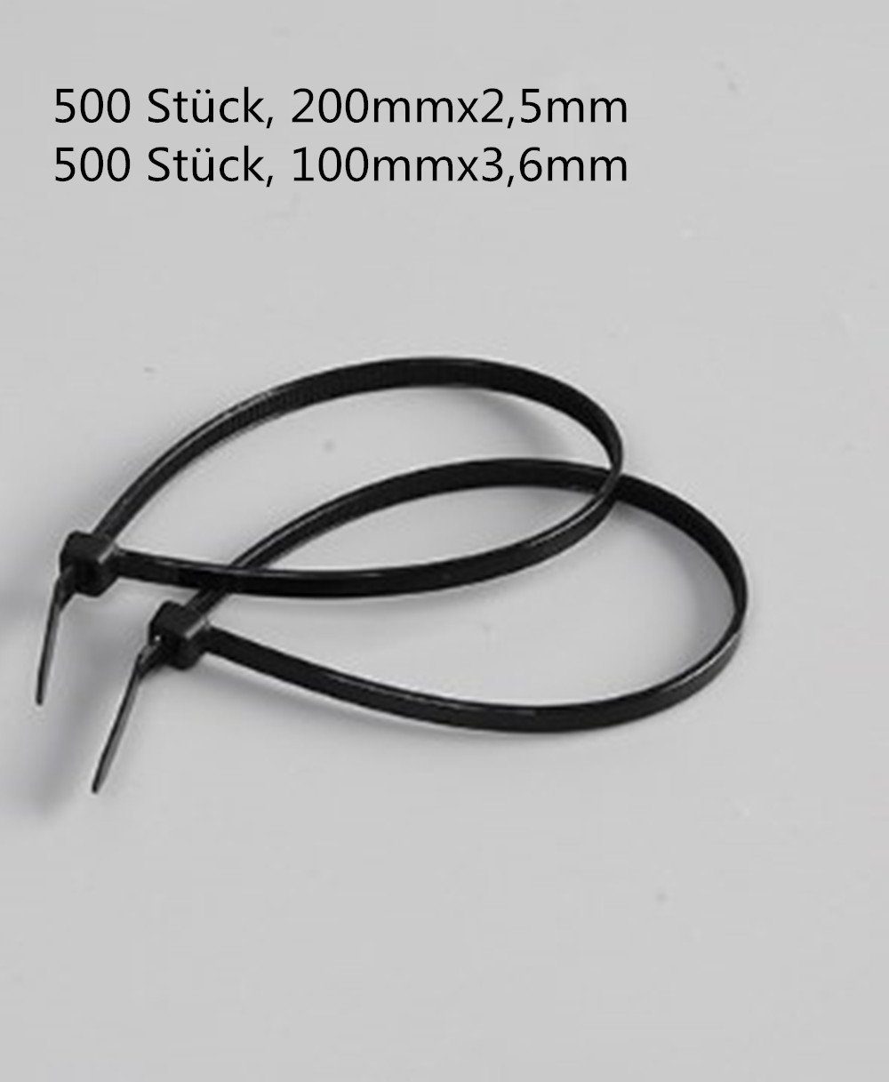 XDeer Kabelbinder 1000 Stück Kabelbinder Set 100/200mm kabelbinder Schwarz, Kabelbinder für Handwerk & Haushalt