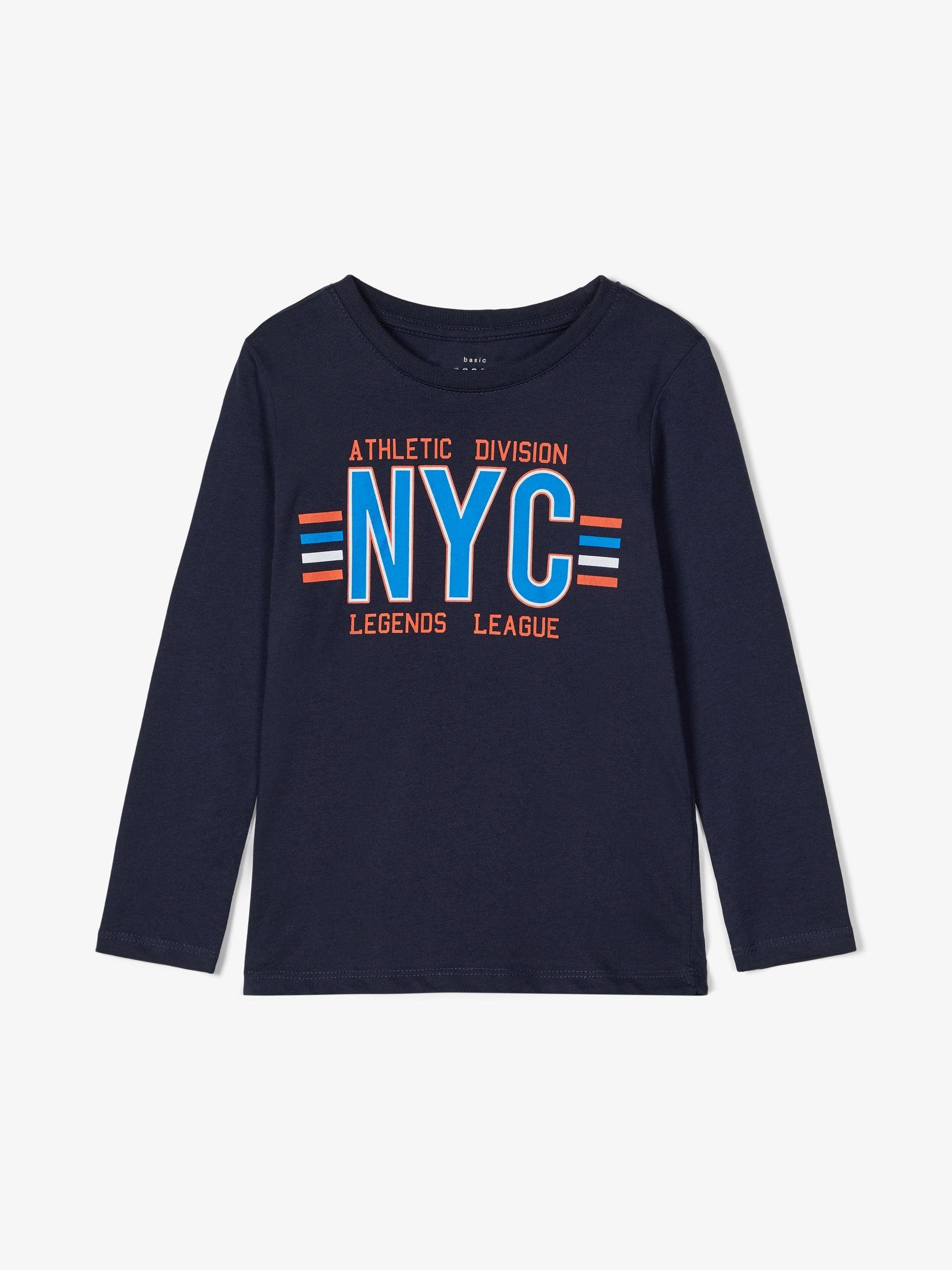 langarm Frontprint "NYC" aus (1-tlg) It Jungen Longsleeve Shirt Name Baumwolle, reiner mit Print mit It Name
