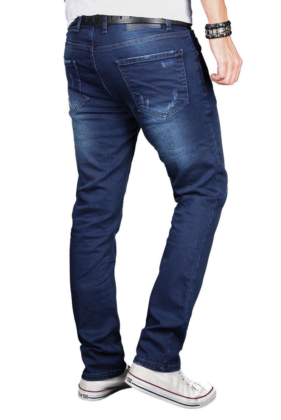 Alessandro Salvarini Straight-Jeans Herren Blau Regular Slim – Stretch Denim 5-Pocket Klassische Jeans in Blau mit Elasthan und bequemer Passform