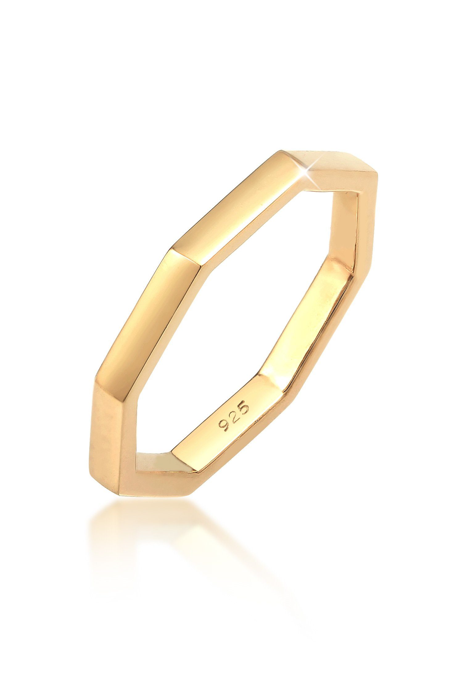 Elli Fingerring Pinky Ring Achteckform Mini Ring 925 Silber, Pinky Ring Gold