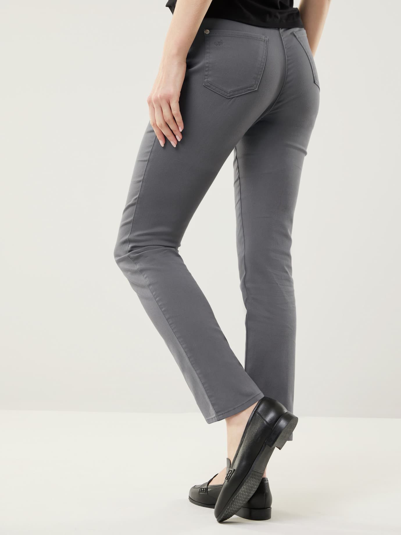 Walbusch Stoffhose Damen Extraglatt Baumwollhose Slim Fit bügelfrei Comfort-Bund, atmungsaktiv & pflegeleicht, Fußweite ca. 34 cm