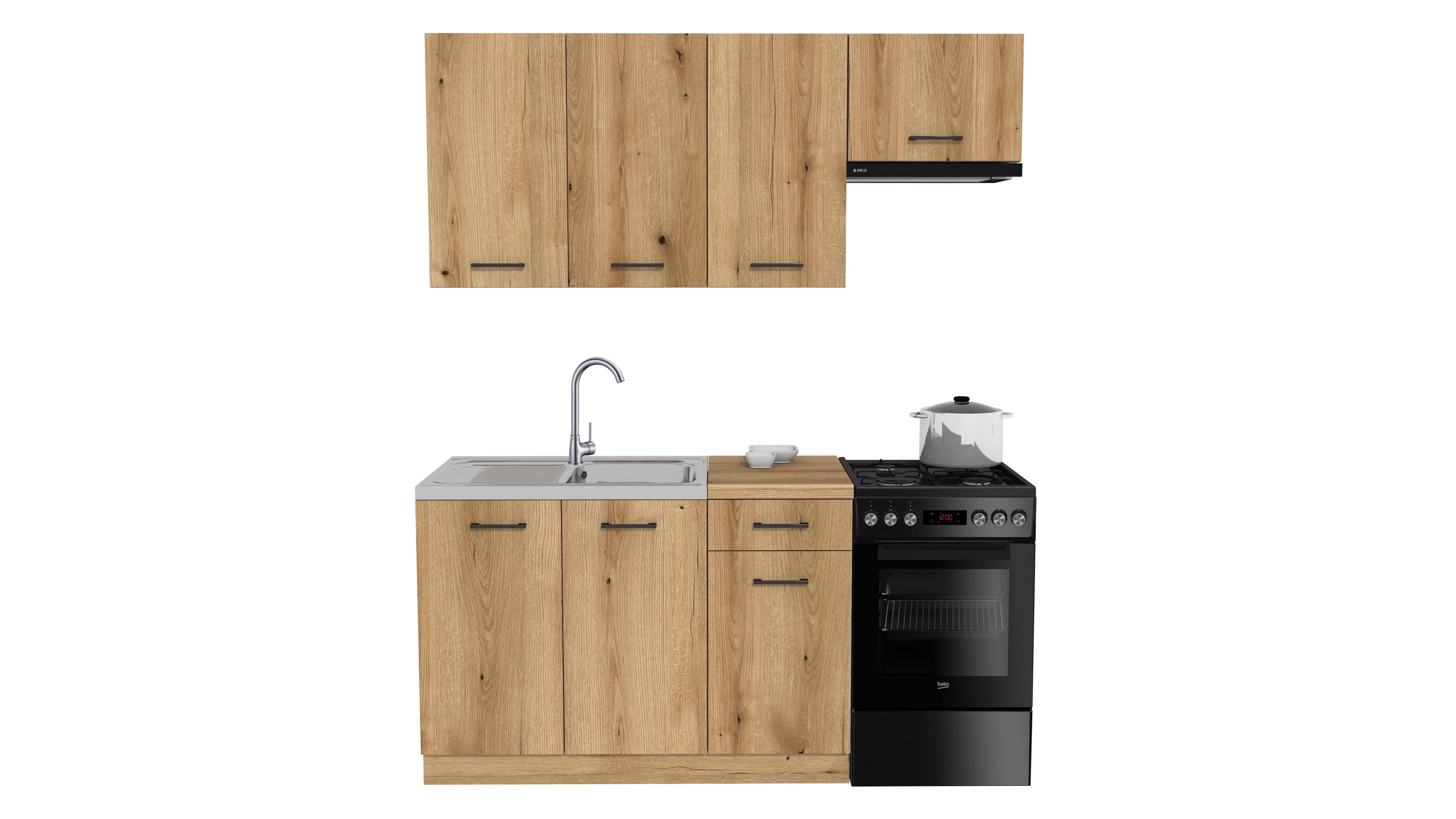 ROYAL24_MARKT Küchenzeile - SIMPLY Z6 170 cm - Eiche, (Komplett Set), Top Materialien - Zeitloser Stil - Beste Verarbeitung