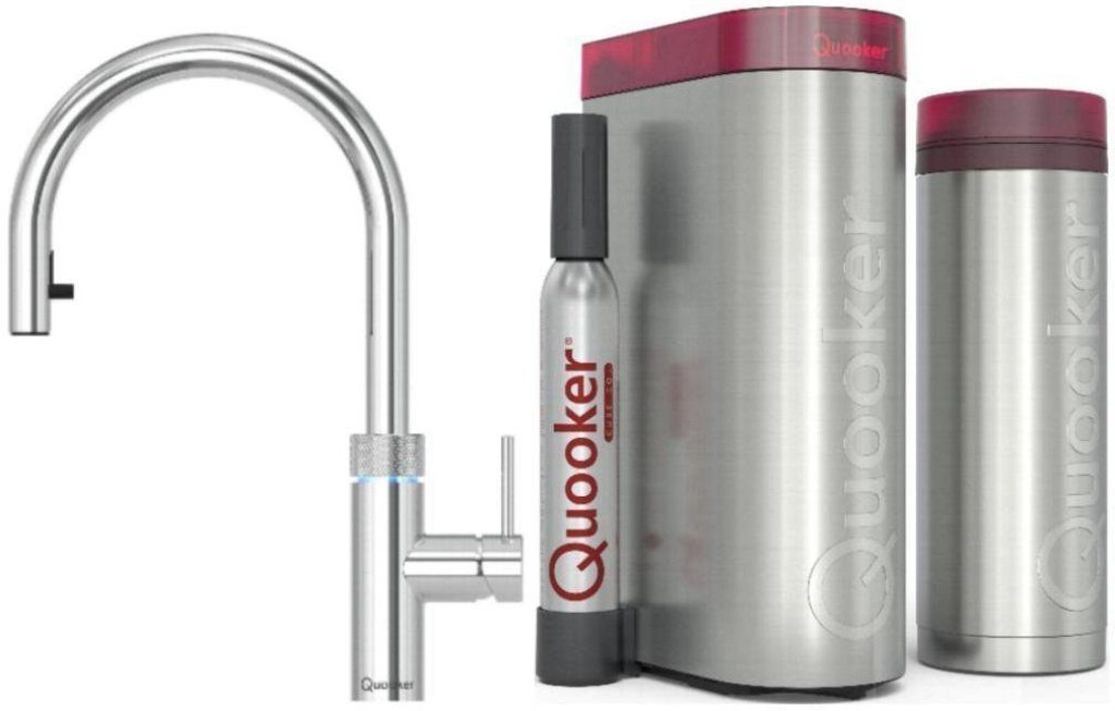 Zugauslauf FLEX (2-St) Trinkwassersystem 2 QUOOKER QUOOKER 100°C (3XCHRCUBE) CUBE mit Chrom VAQ Küchenarmatur Kochendwasserhahn PRO3 mit