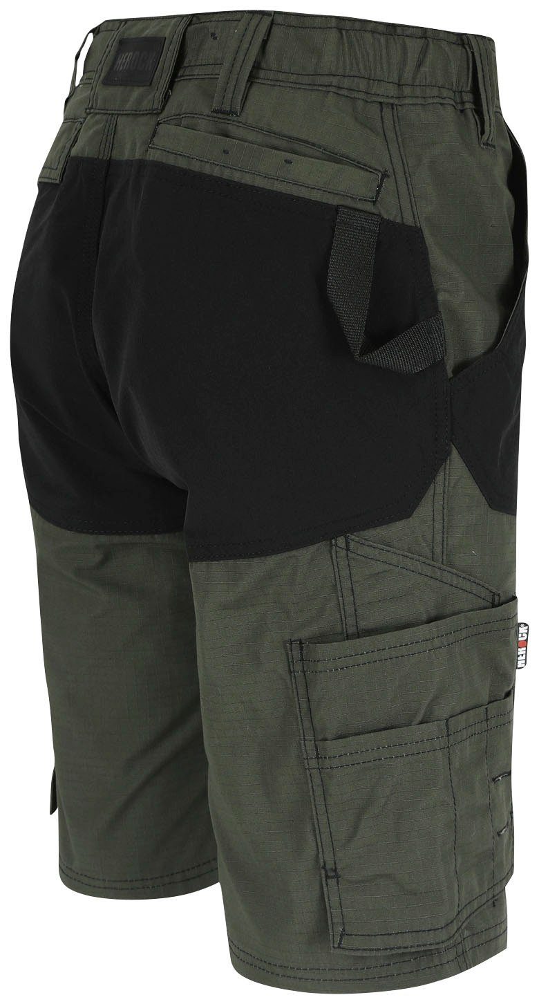 (1) HESPAR 4-Wege-Stretch, BERMUDAS Multi-Pocket Hammerschlaufe Herock Komfortabel, khaki mit Arbeitshose