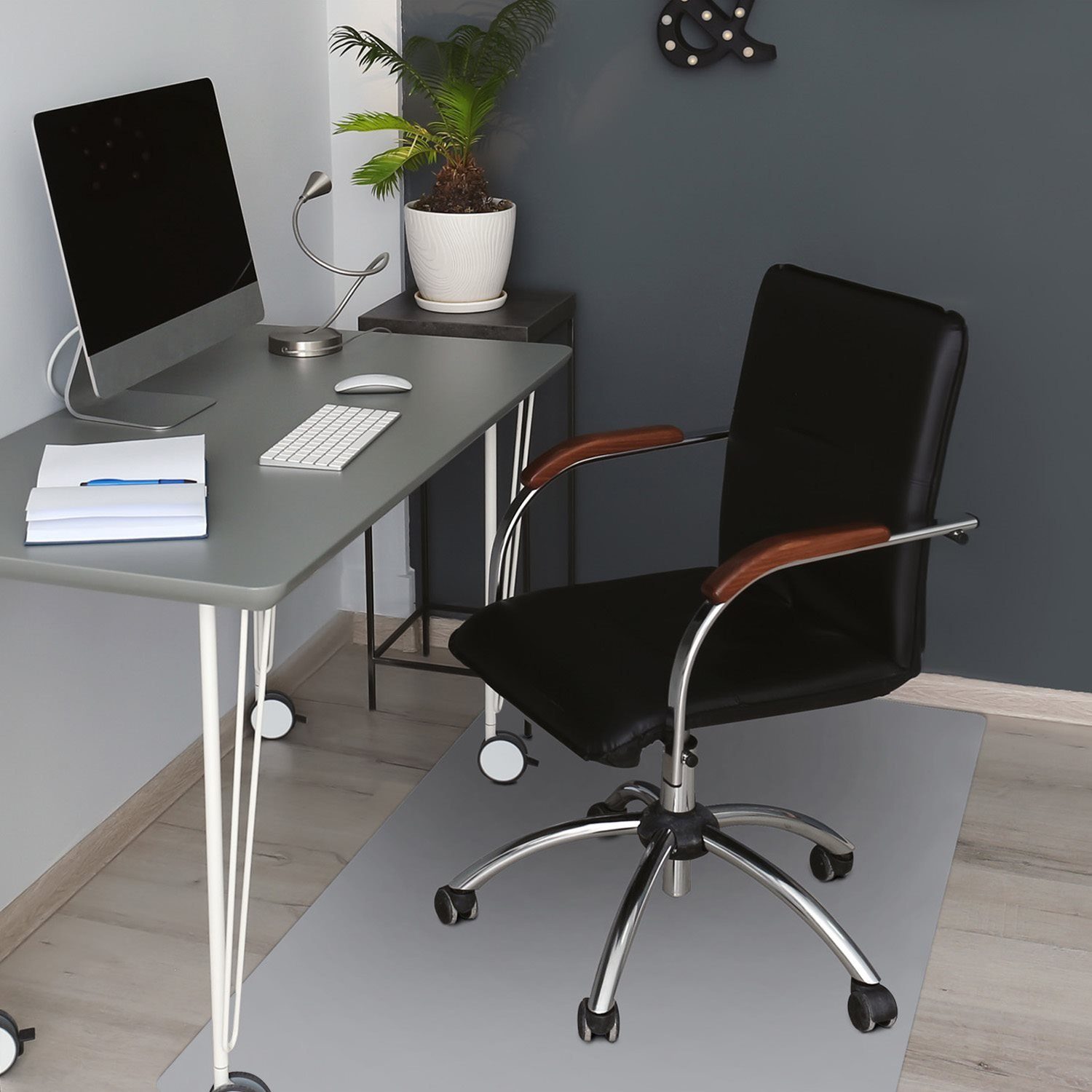 Tulup Bodenschutzmatte Stuhlunterlage Bürostuhlunterlage Bodenmatte Bürostuhlunterlage 70 Grau 100 cm, Stuhlunterlage, x cm Bürostühle