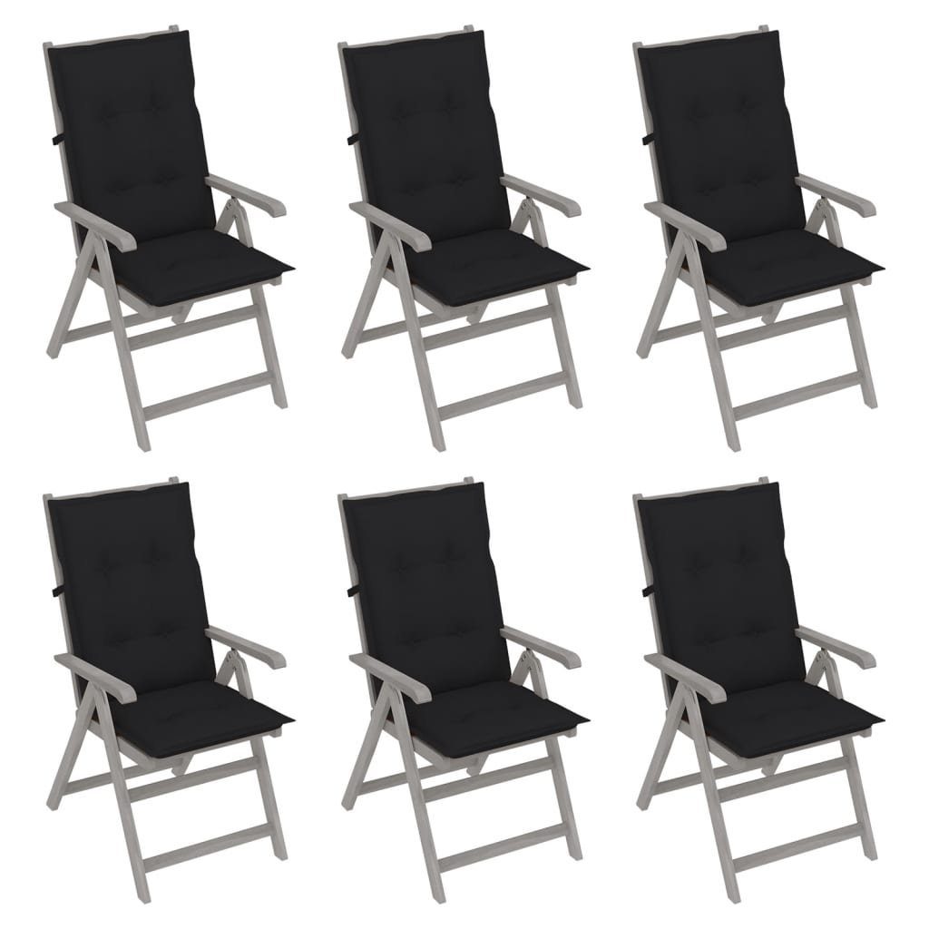 furnicato Gartenstuhl Verstellbare Gartenstühle 6 Stk. mit Auflagen Massivholz Akazie