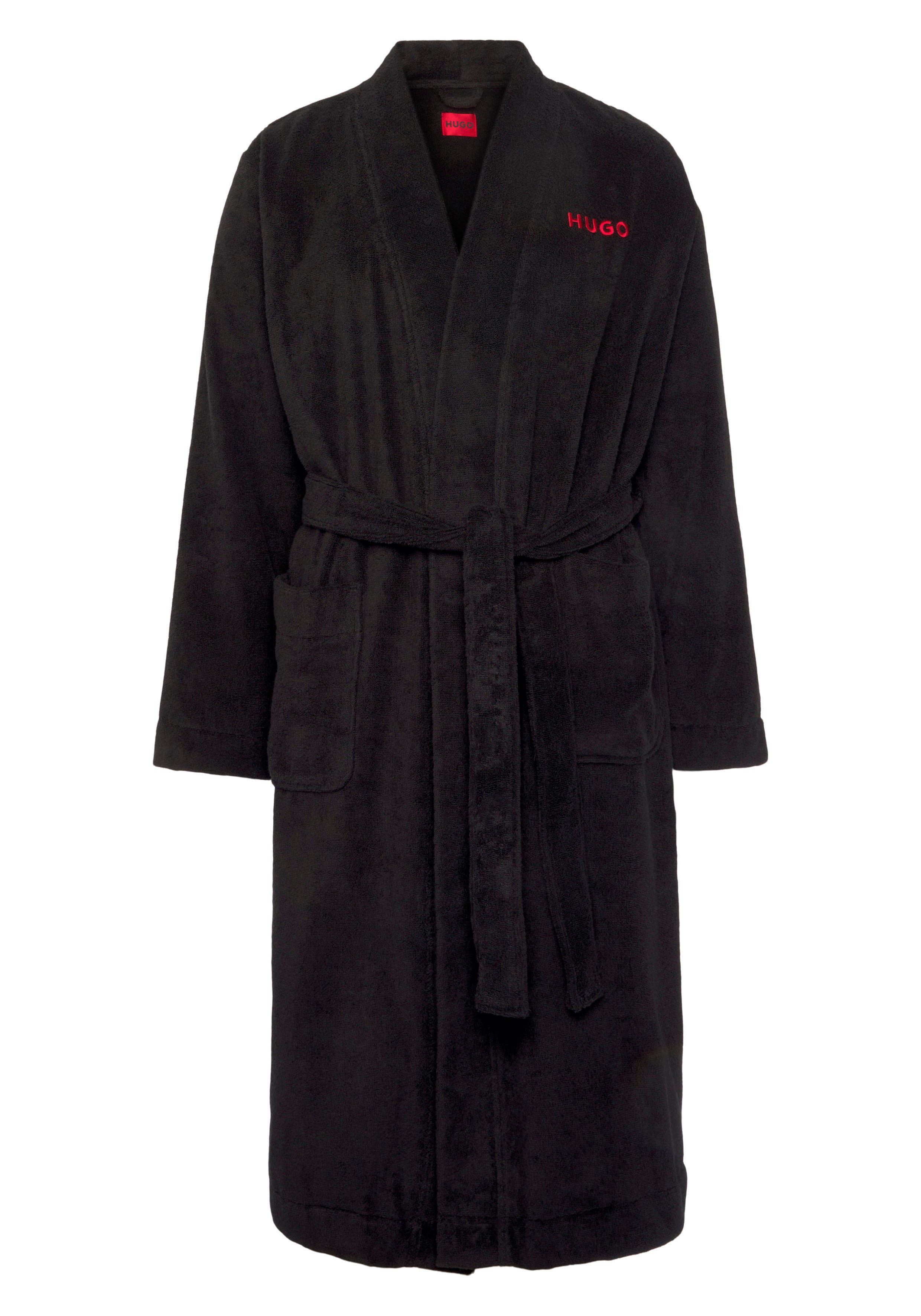 HUGO Bademantel Terry Gown, Midilänge, Baumwolle, günstig online kaufen