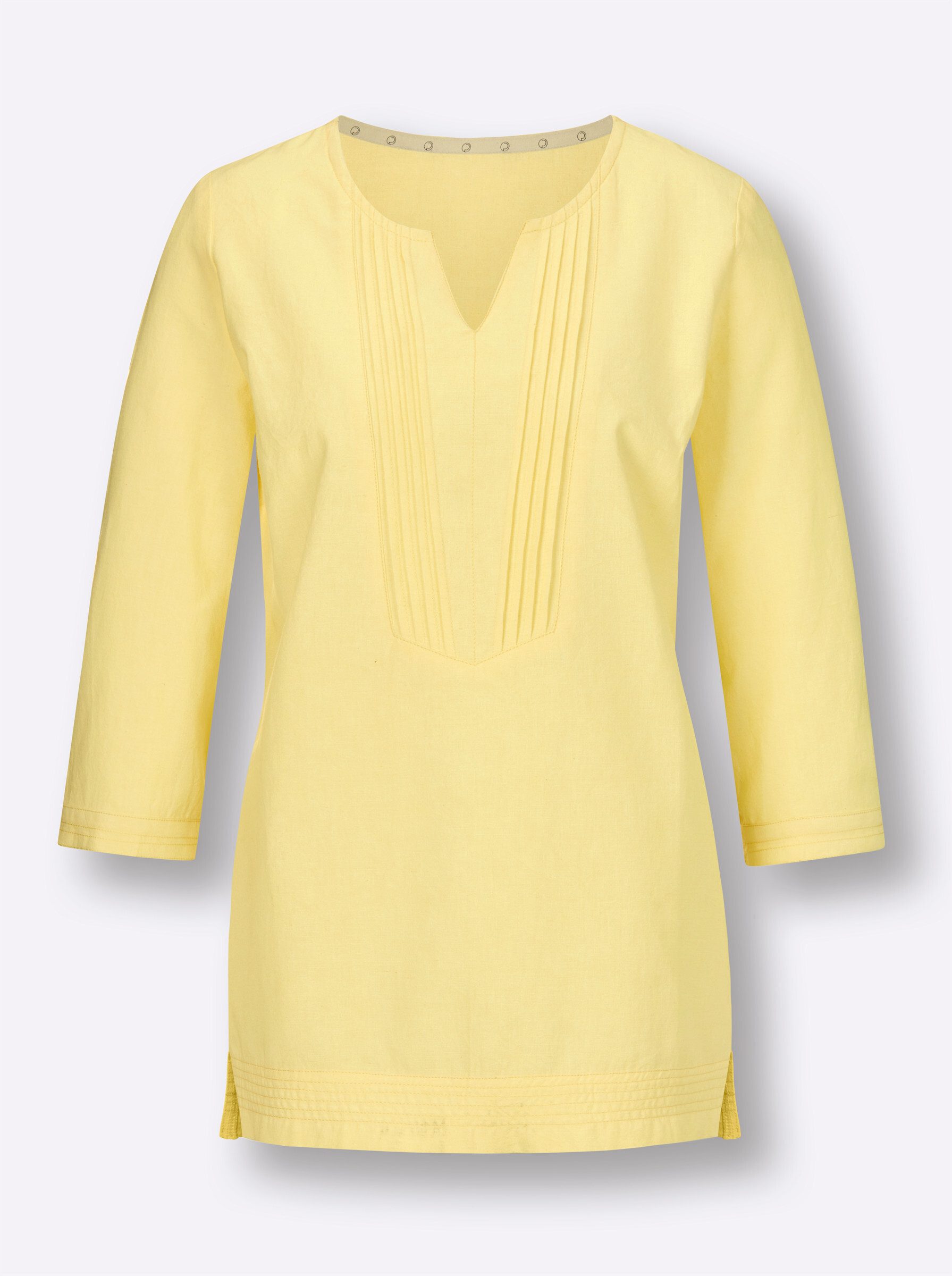 Klassische Bluse Leinen-Bluse 3/4-Arm