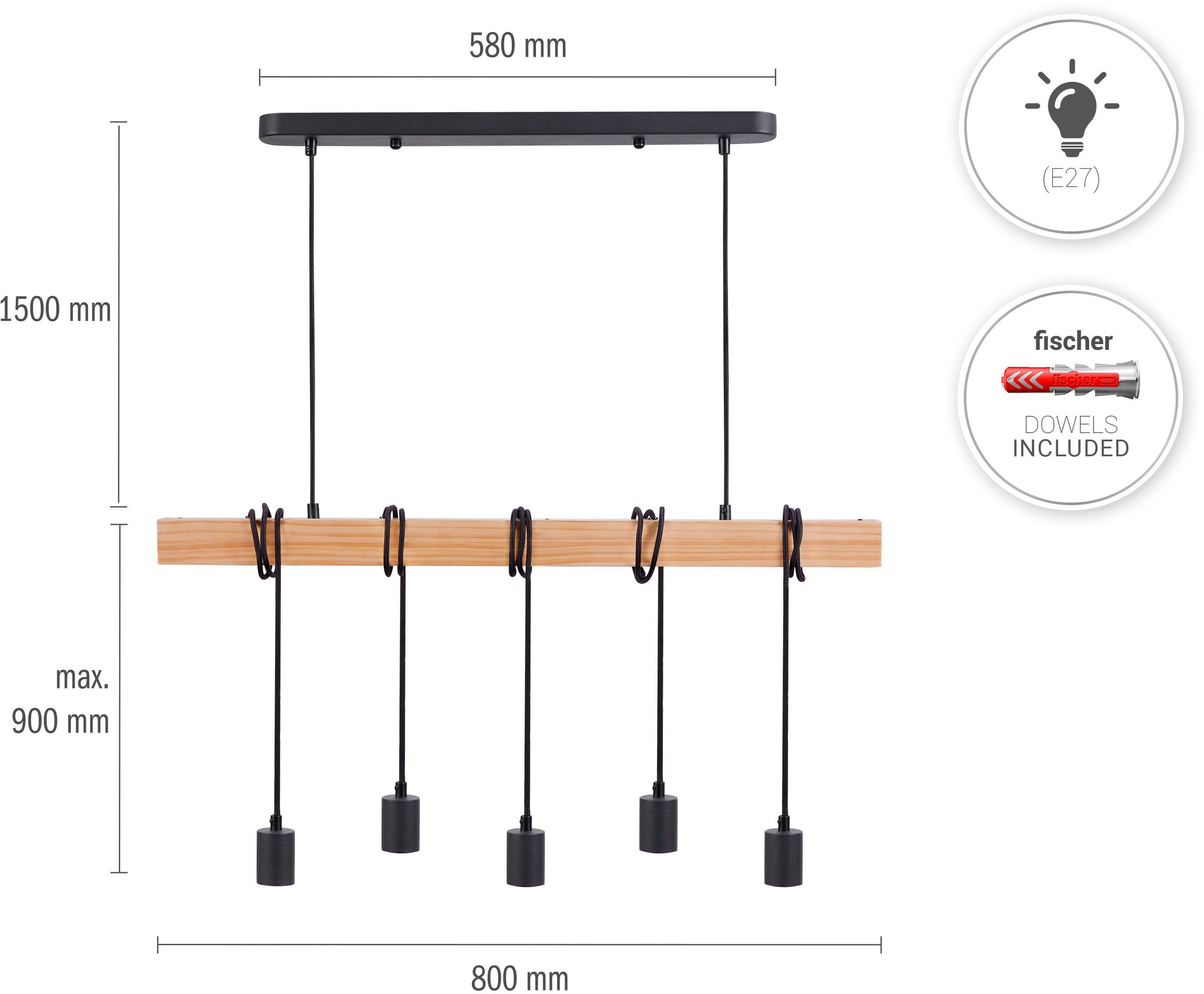 schwarz Pendelleuchte Home Pendelleuchte Vintage Holz LED Paco Hängelleuchte Esszimmer ohne SINA, Leuchtmittel, bronze E27 Wohnzimmer