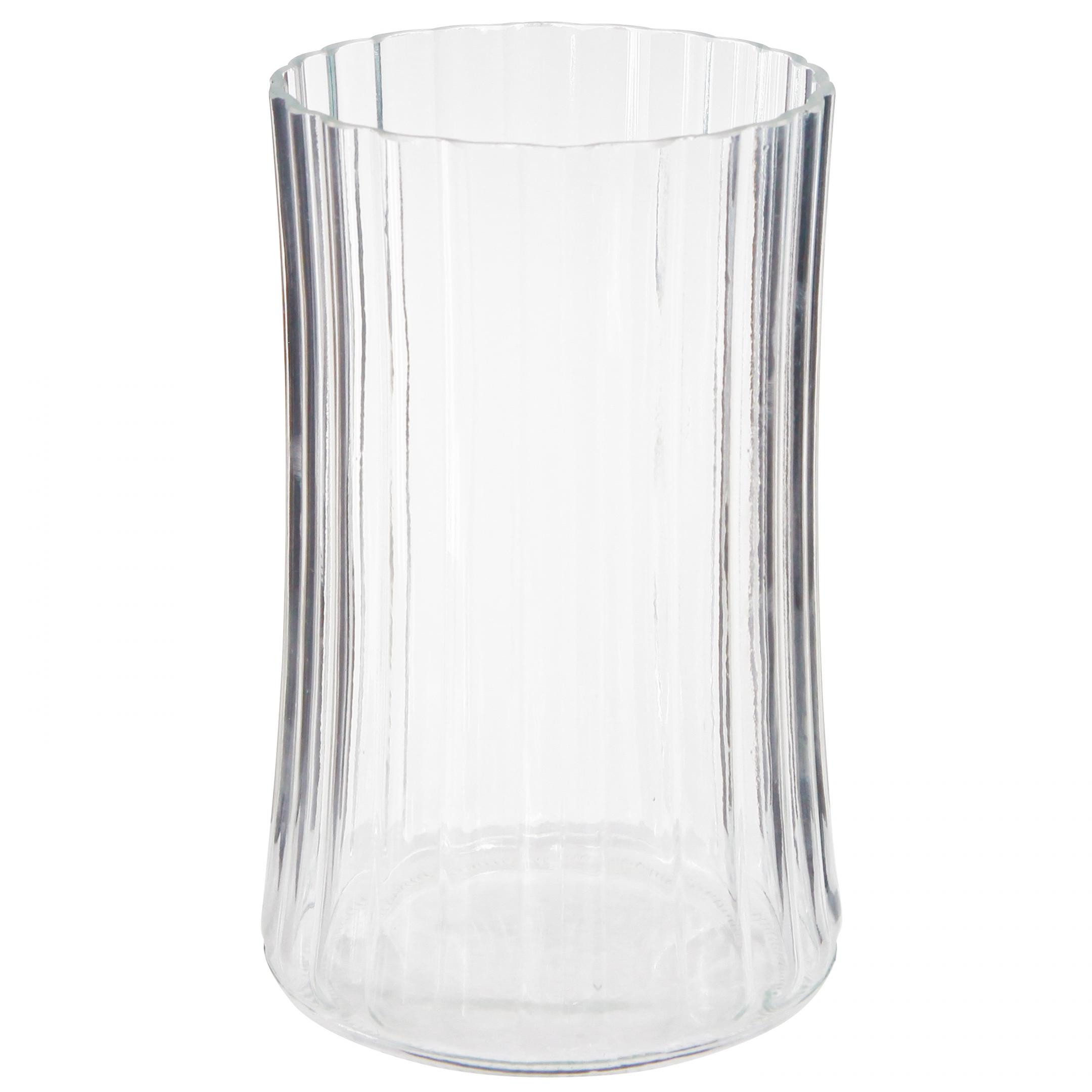 Tischvase Retro Glasvasen Klar Ø12cm H19cm 2 Stk Deko Blumen Rillen