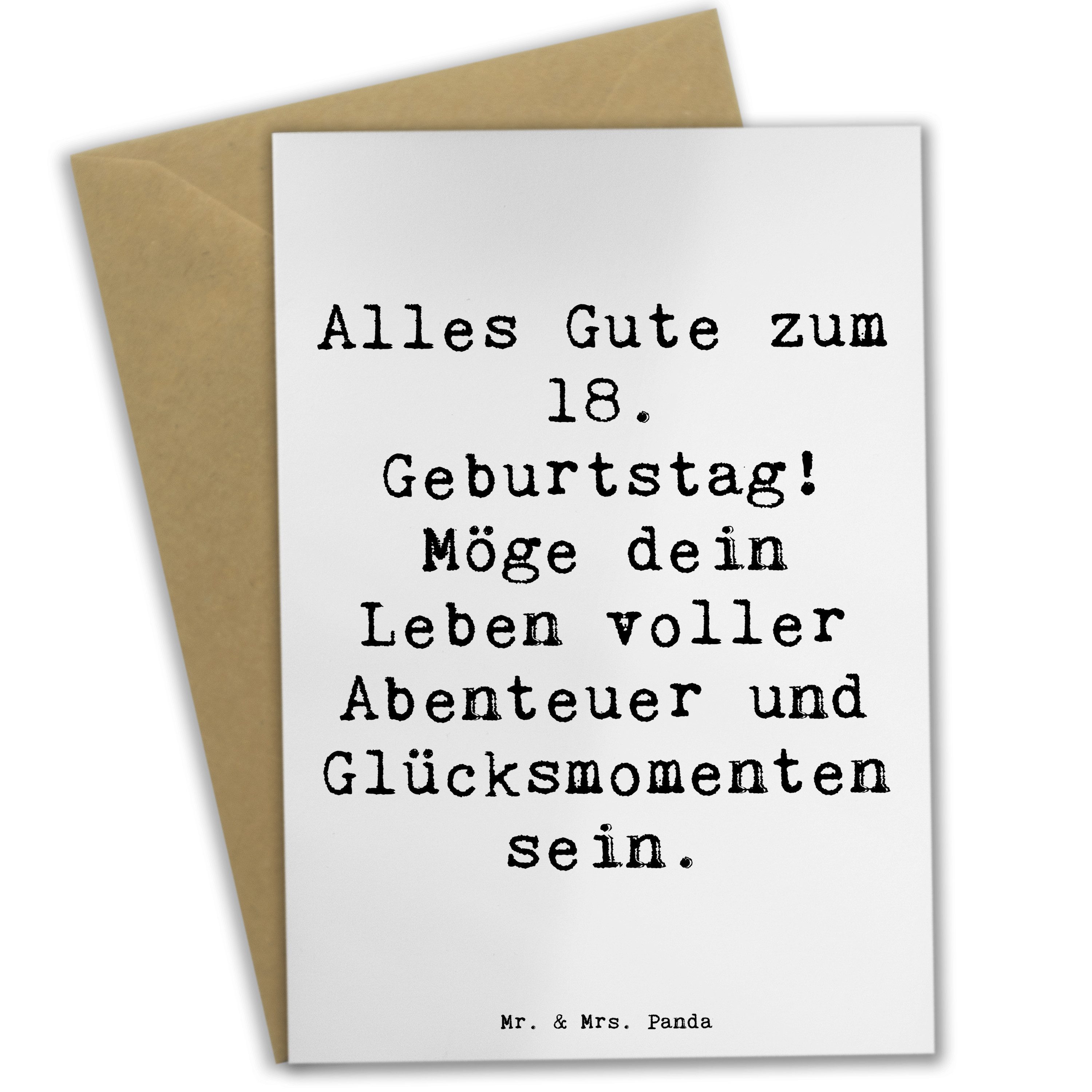 Grußkarte Spruch 18. Geburtstag - Weiß - Geschenk, Abenteuer, Grußkarte, Glückw