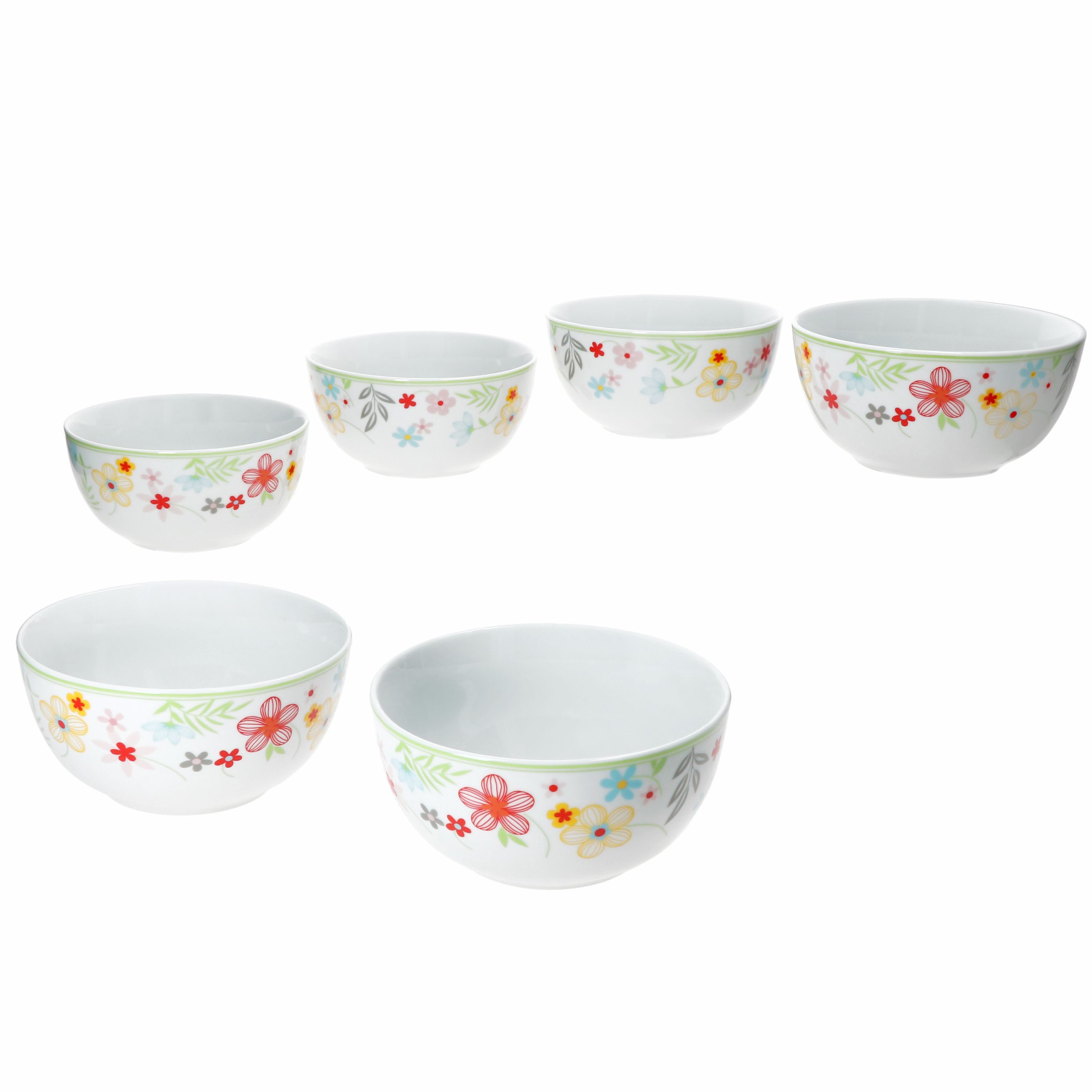 MamboCat Müslischale 6x Variant Blümchen Schale 14,3cm 450ml Porzellan 6 Personen Müsli, Porzellan
