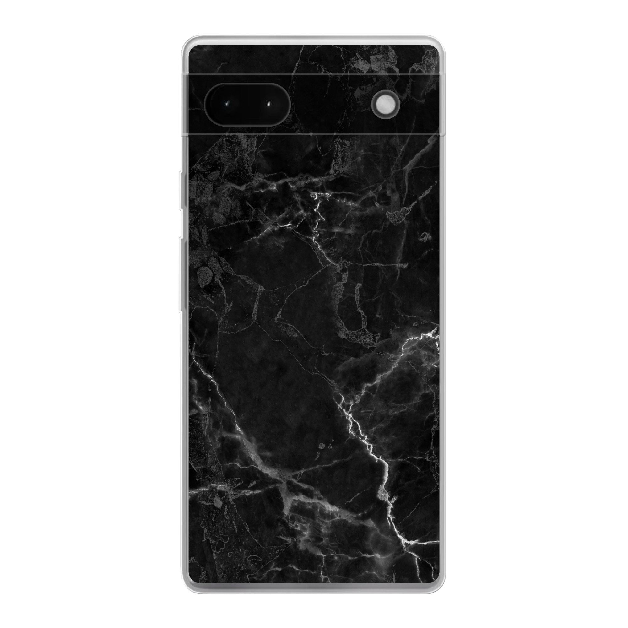 MuchoWow Handyhülle für Google Pixel 6a Marmor - Schwarz - Weiß - Textur - Marmoroptik, Phone Case, Silikon, Schutzhülle Dünn