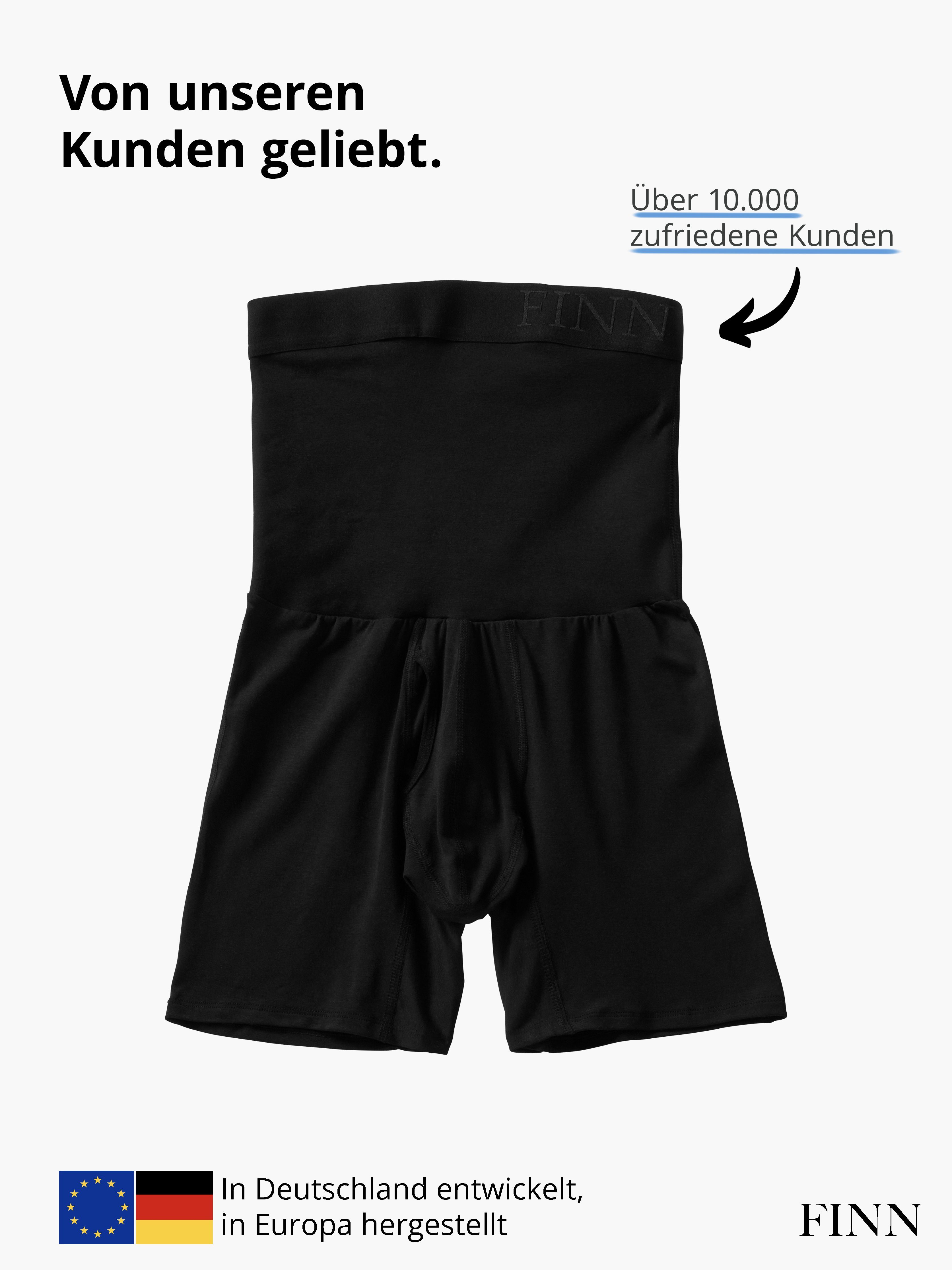 Design Kompressions-Shorts Shapewear eine FINN Kompression, weniger starke Shapinghose Kleidergröße extra Schwarz Herren