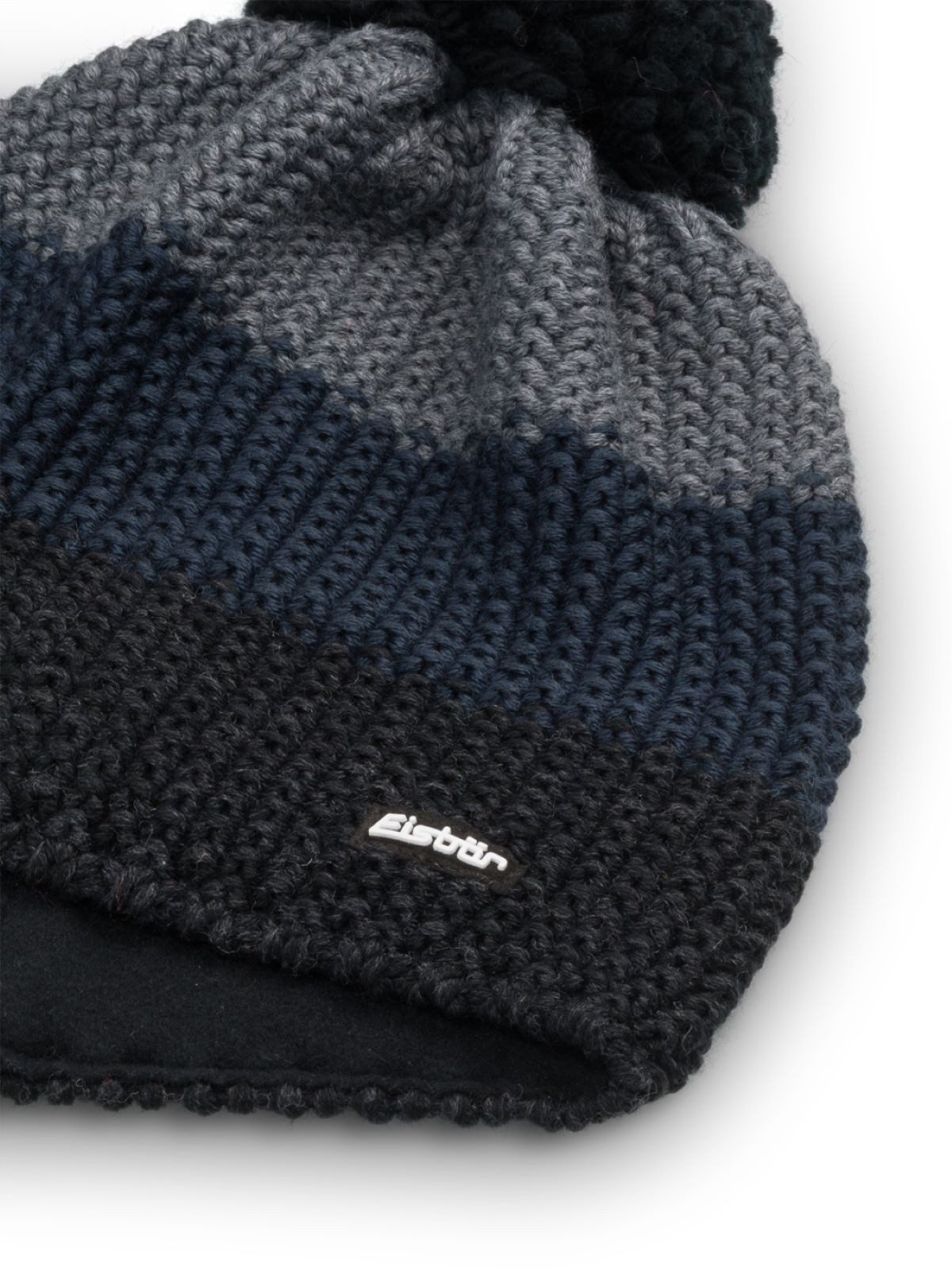 Eisbär Bommelmütze Wintermütze Star mit Bommel (Pompon) schwarz/grau - 1 Stück
