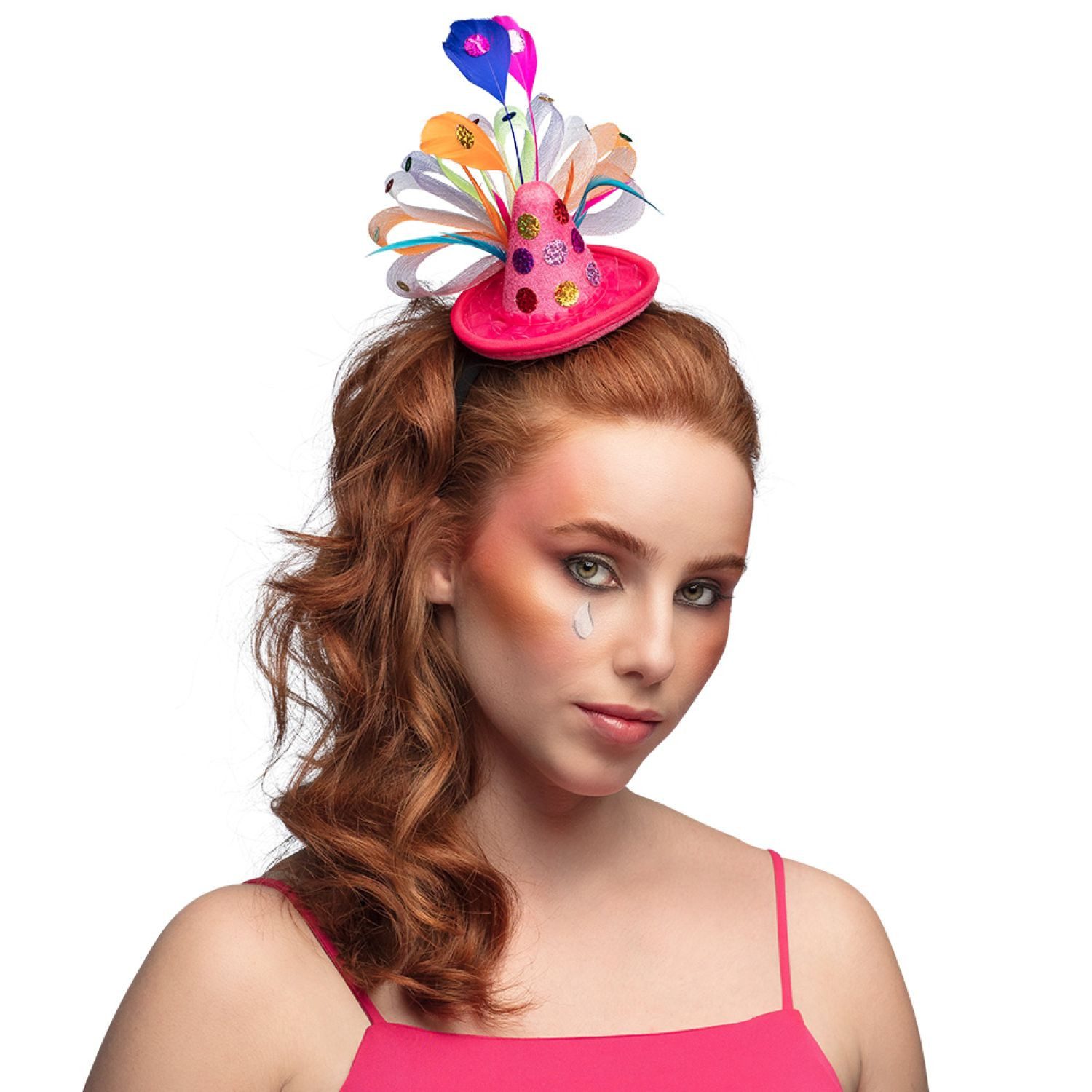 Kostüm Diadem 'Giggles' Haarreif mit Mini Clownshut, Bun