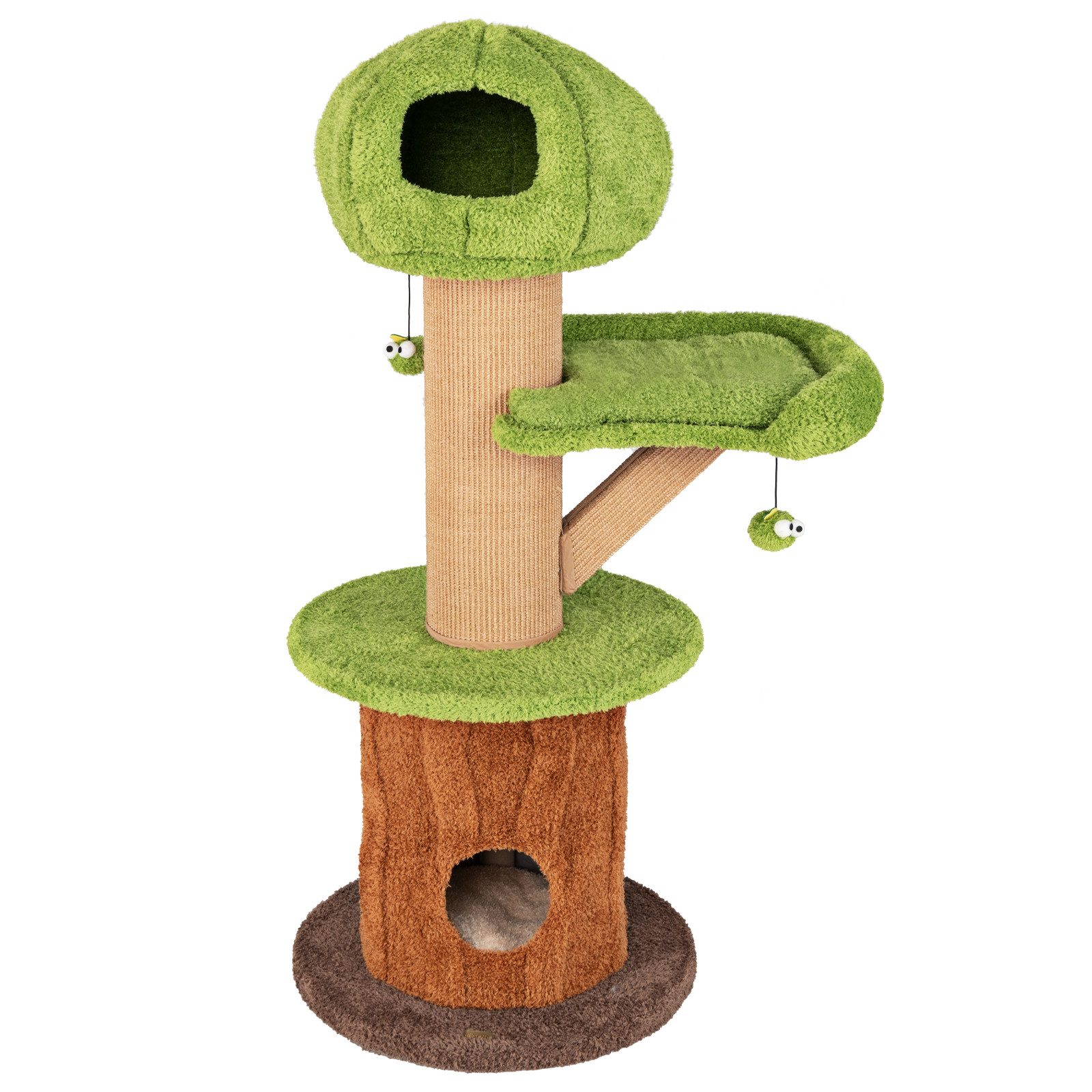 COSTWAY Kratzbaum, mit Katzenhöhle & Katzenhaus, Baumform, 60x60x148cm