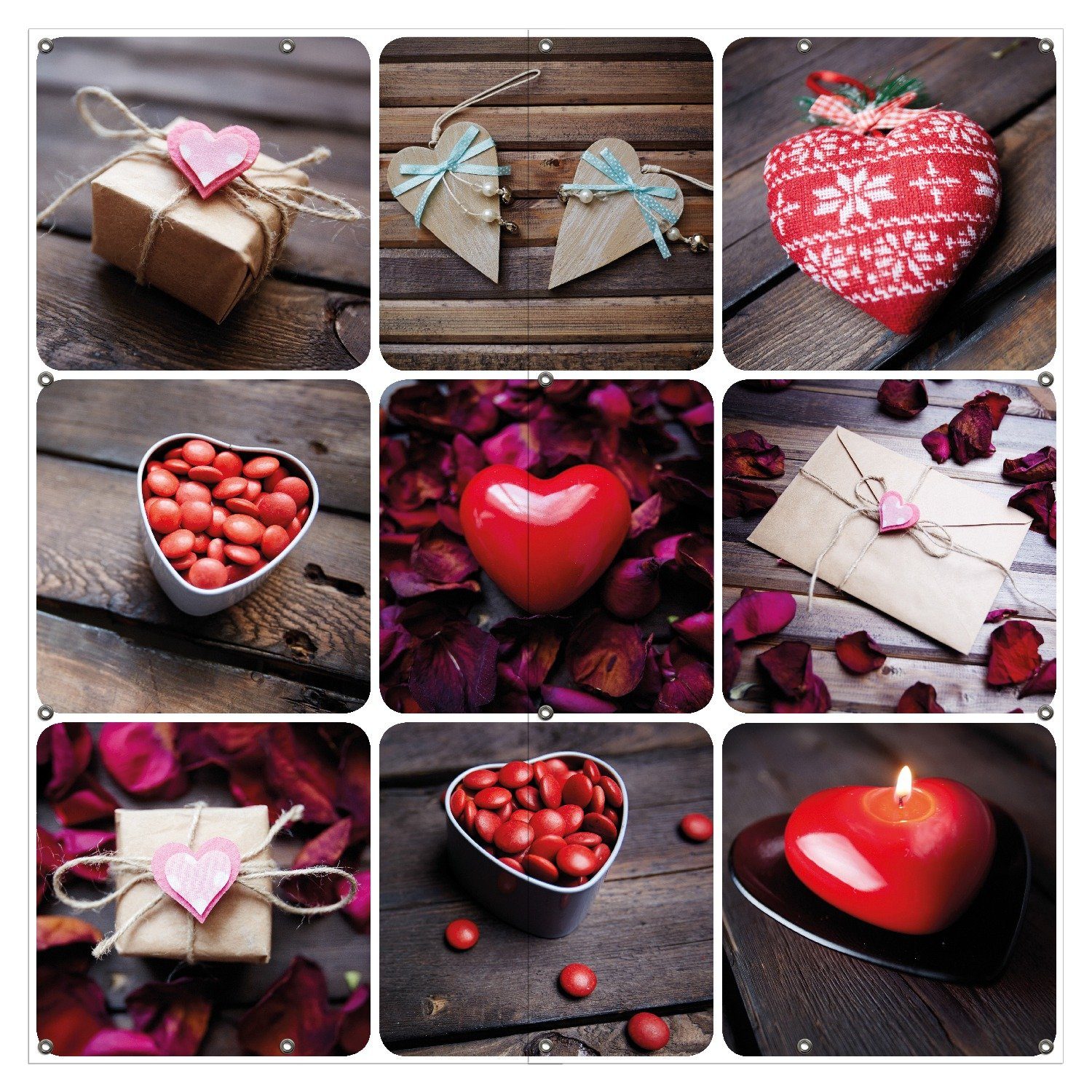 Wallario Sichtschutzzaunmatten Liebe und Herzen - Valentinstag Collage