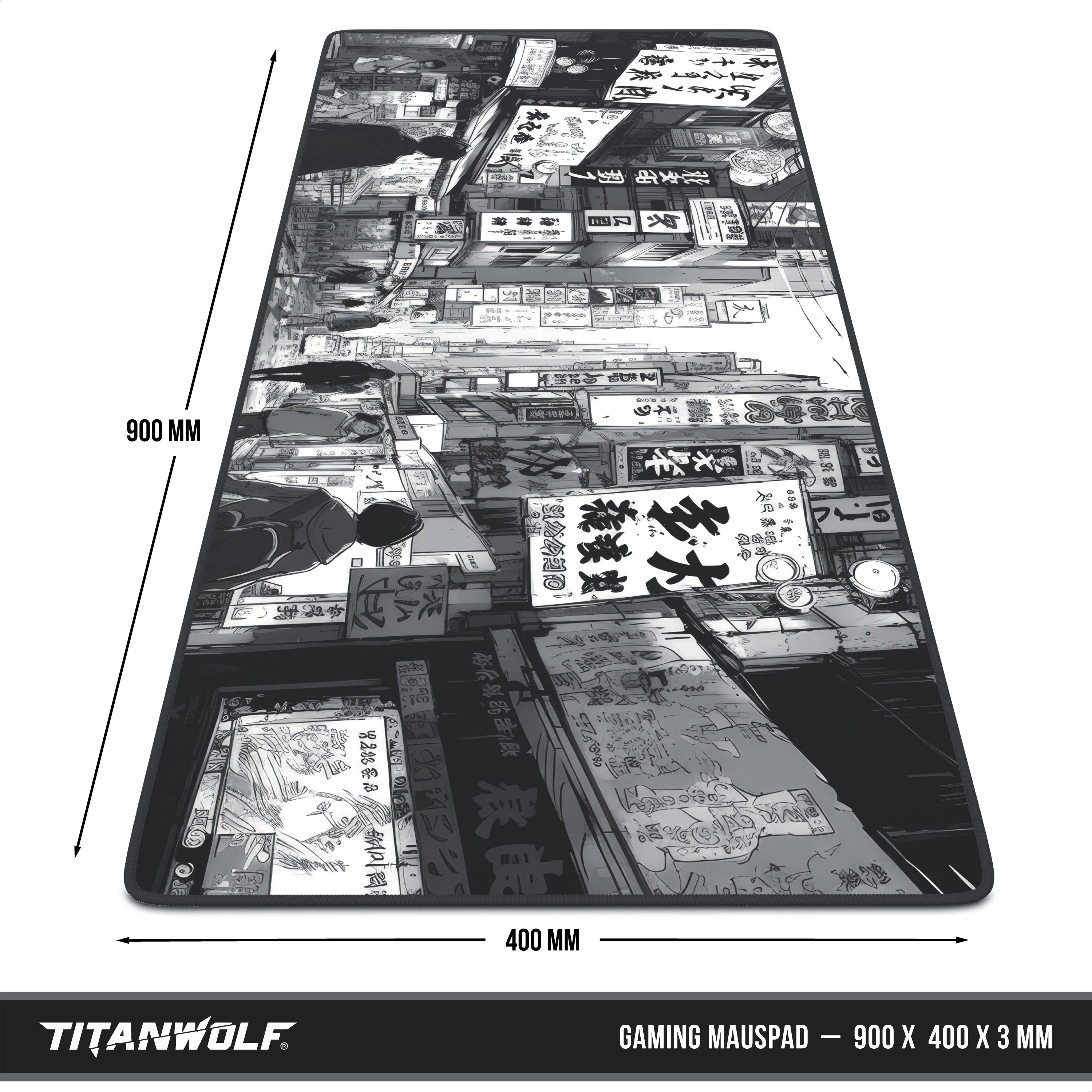 Titanwolf Gaming Mauspad XXL Speed Mousepad 900 x 400 x 3 mm, Schreibtischauflage, abwaschbar (1-St), rutschfeste Rückseite, Geschwindigkeit & Präzision, Manga, – Bild 2 von 5
