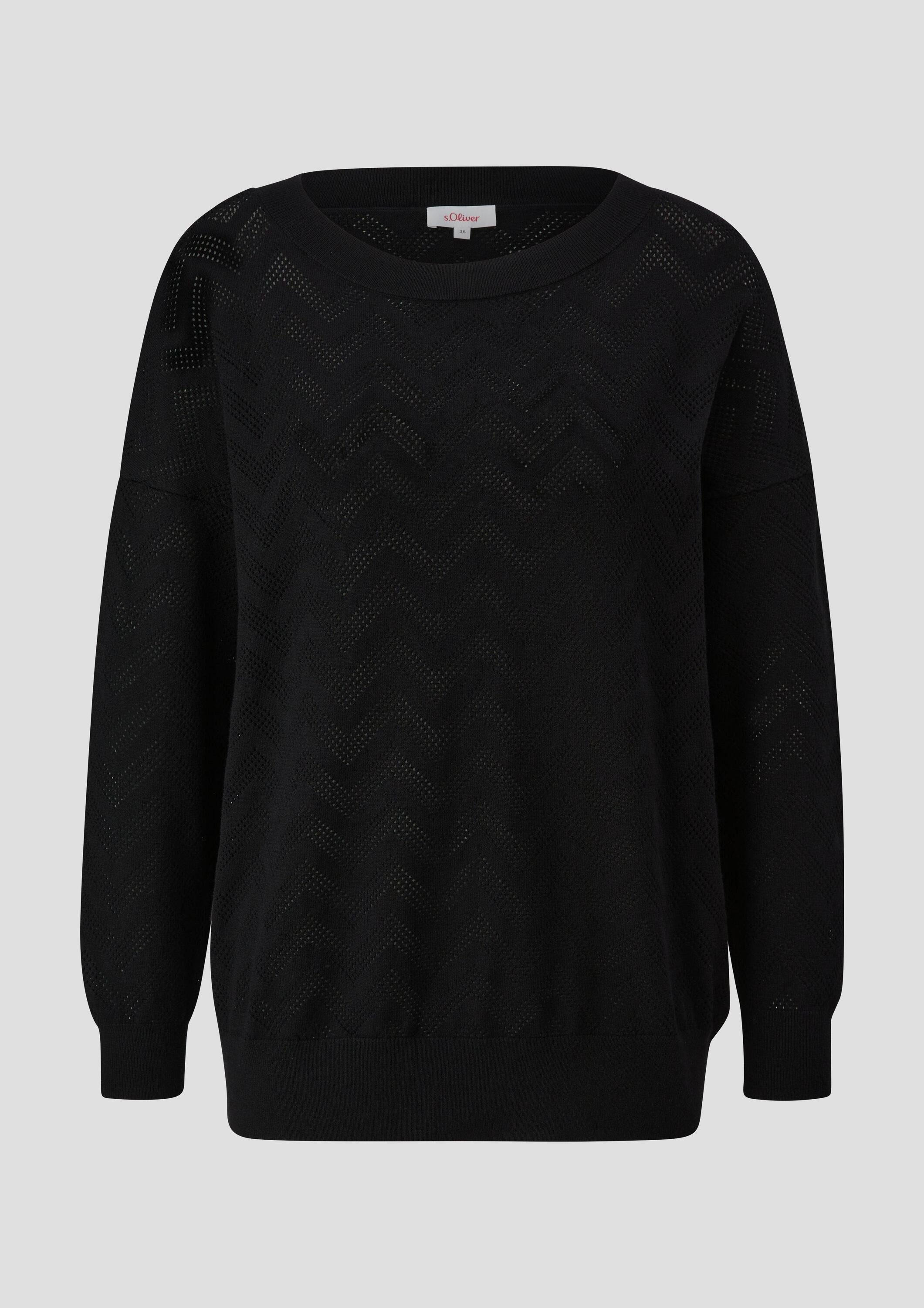 s.Oliver Longpullover Strickpullover Pullover mit Ajourmuster