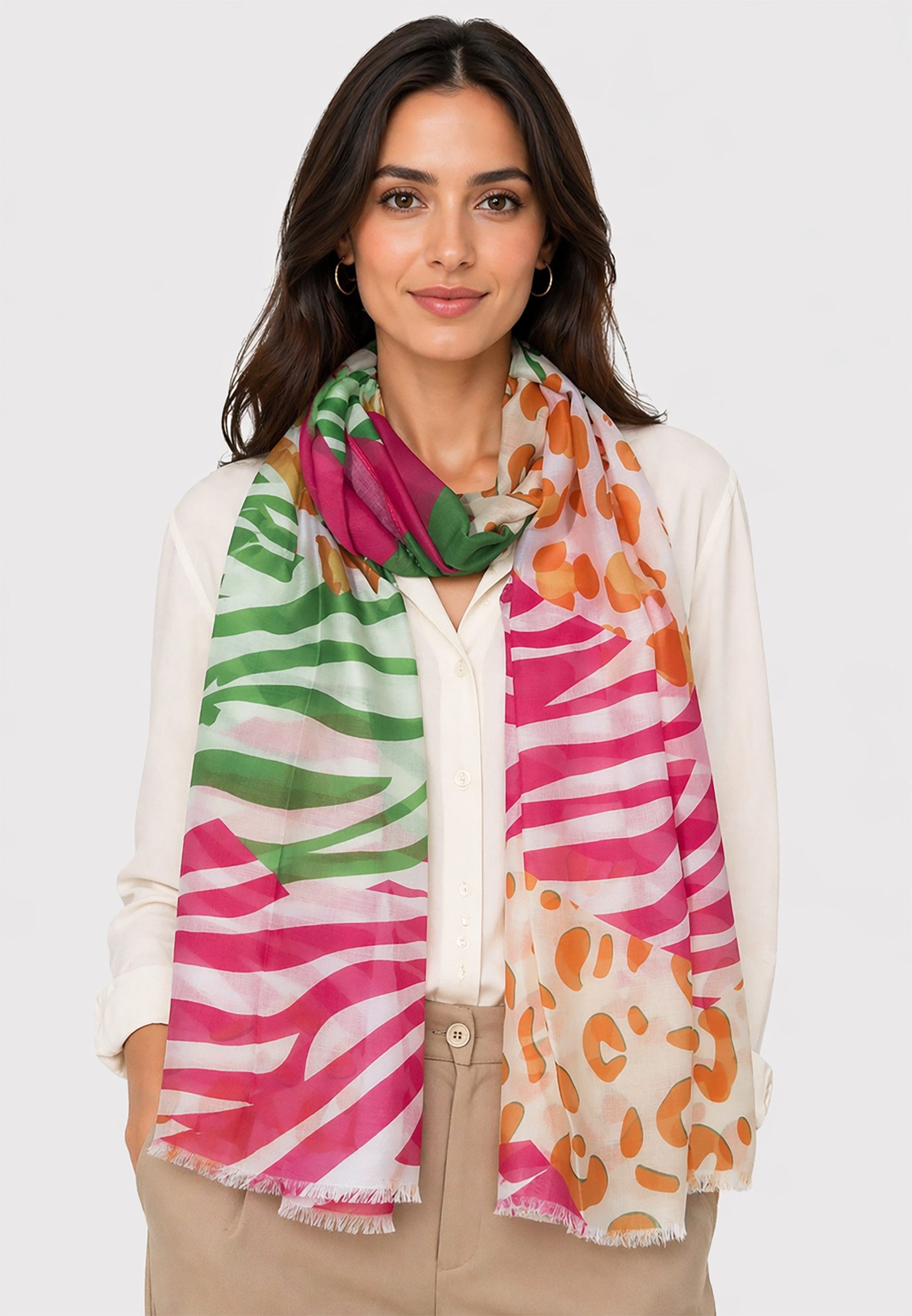 Faera Modeschal Mode-Schal Modernes Design Streifen Weich Leicht., (1-St), 9637 in Rot