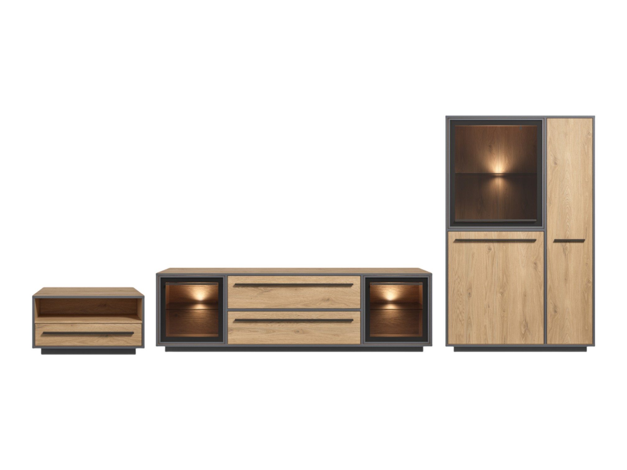 moebel-dich-auf Wohnwand NARDO, (Wildeiche / Absetzung: Anthrazit, Verschie günstig online kaufen