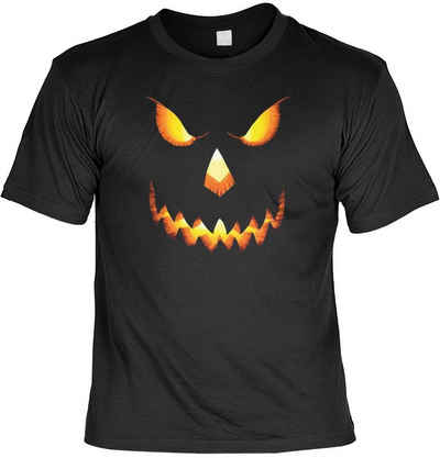 Art & Detail Shirt T-Shirt Halloween Grusel Shirt Kürbiskopf lachendes Gesicht Kostüm, Halloween, Party