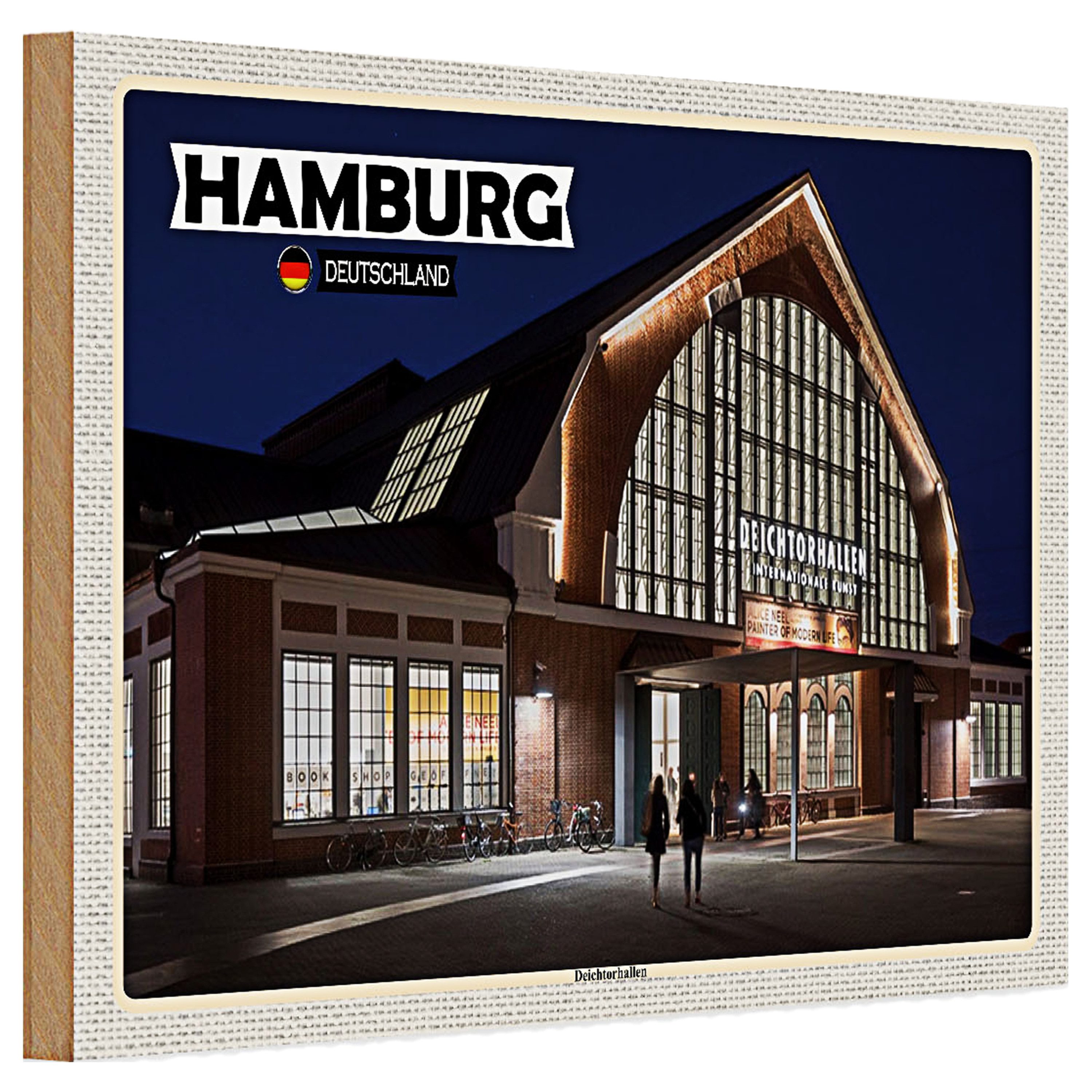 Roomando Holzbild Holzschild Städte Hamburg Deichtorhallen Kunst 30x20cm