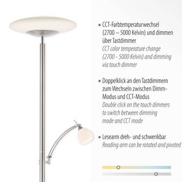 Paul Neuhaus Stehlampe TROJA, LED fest integriert, warmweiß - kaltweiß, LED, CCT - tunable white, dimmbar über Tastdimmer, Memory