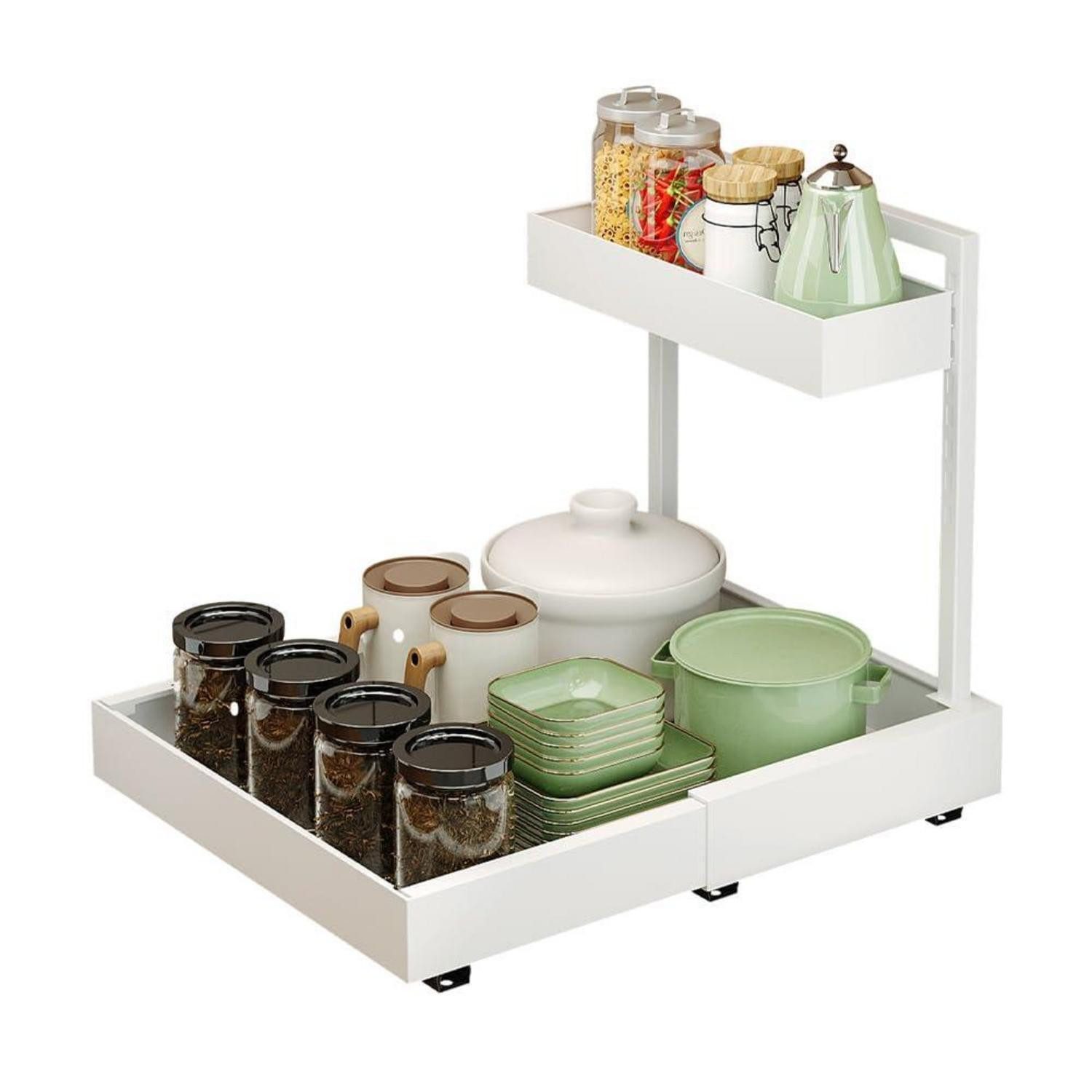 LuxusKollektion Auszug Küchen Organizer Teleskop ausziehbar 31-52cm Weiss (1 St)